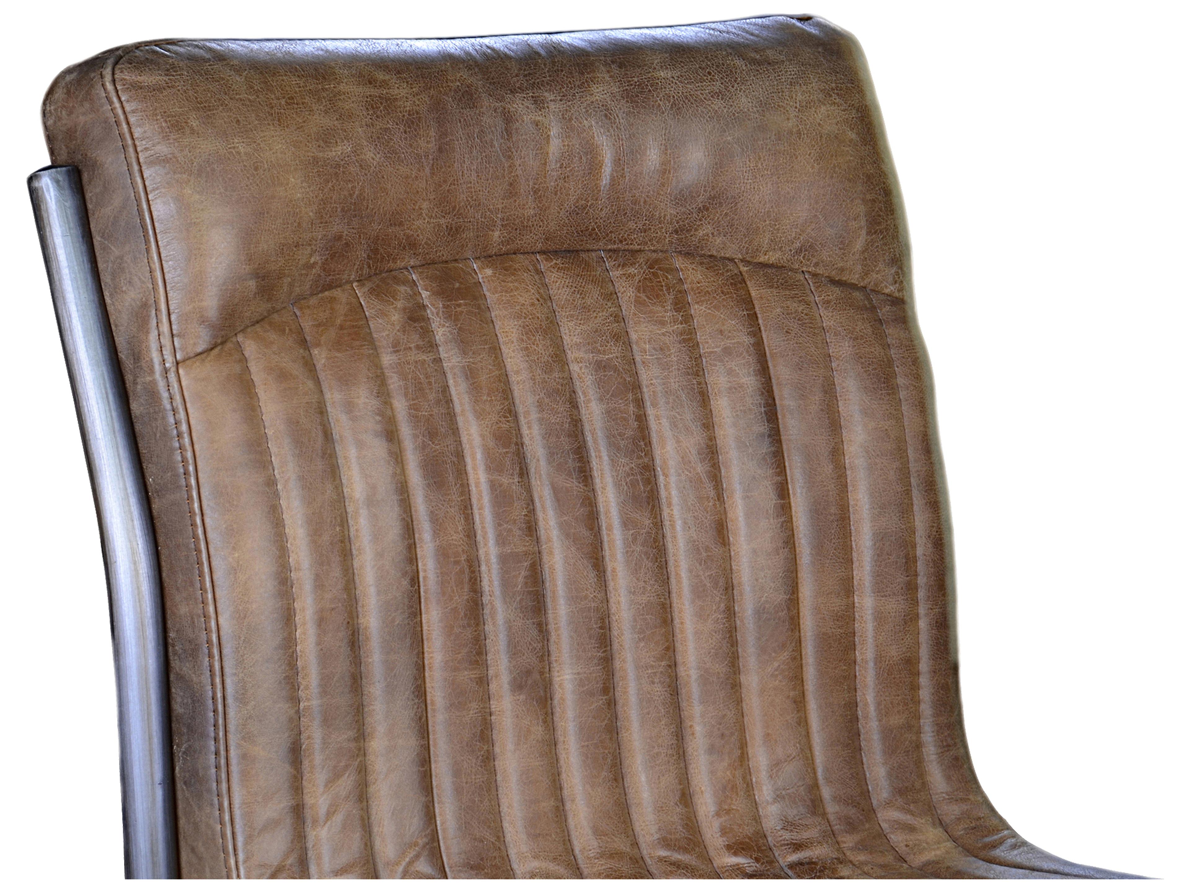 Moe's Home Ansel Leather Hardwood Brown Upholstered Side Dining Chair Set of 2 - Set of Two