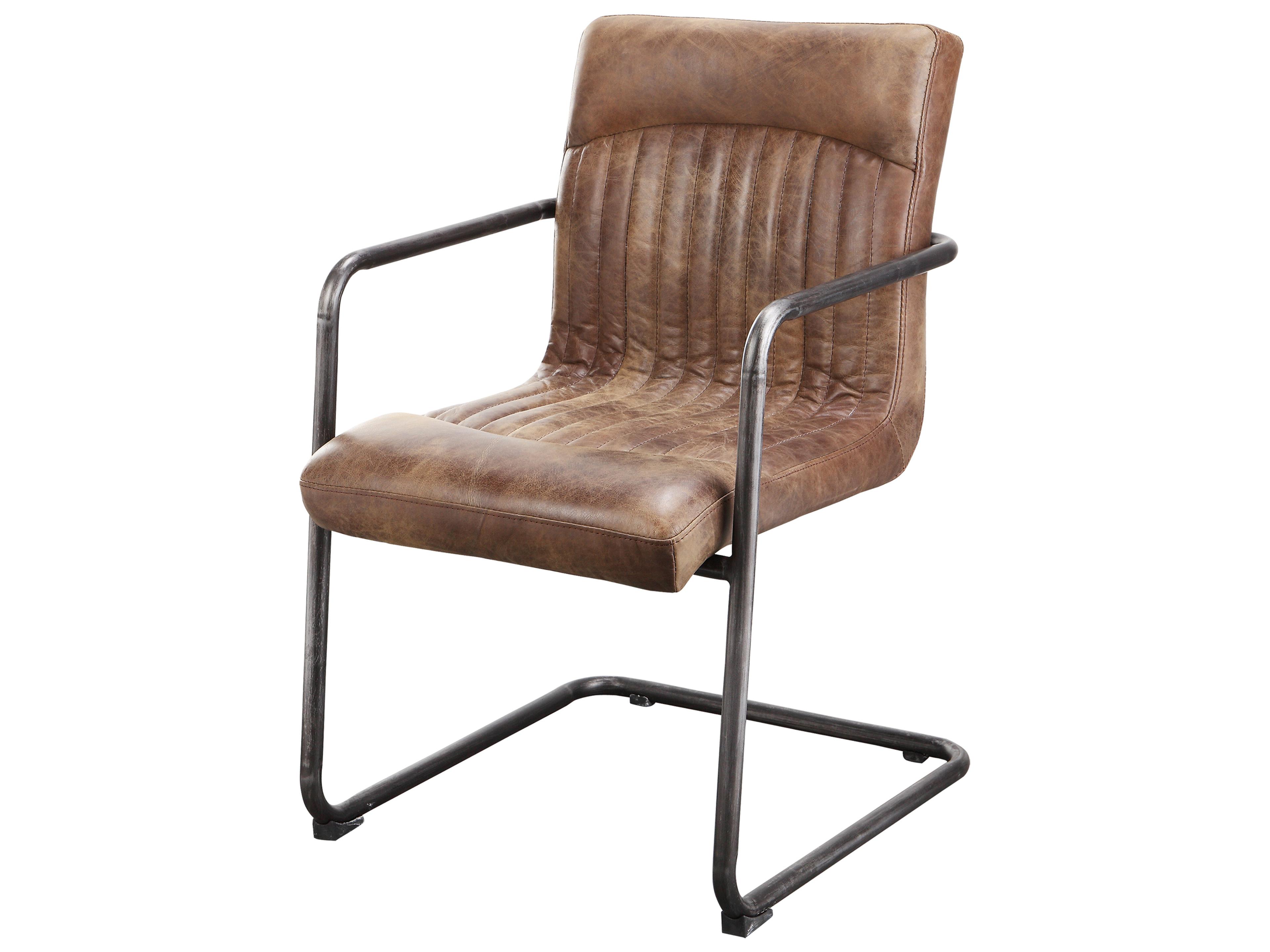 Moe's Home Ansel Leather Ply Wood Brown Upholstered Arm Dining Chair - Set of Two