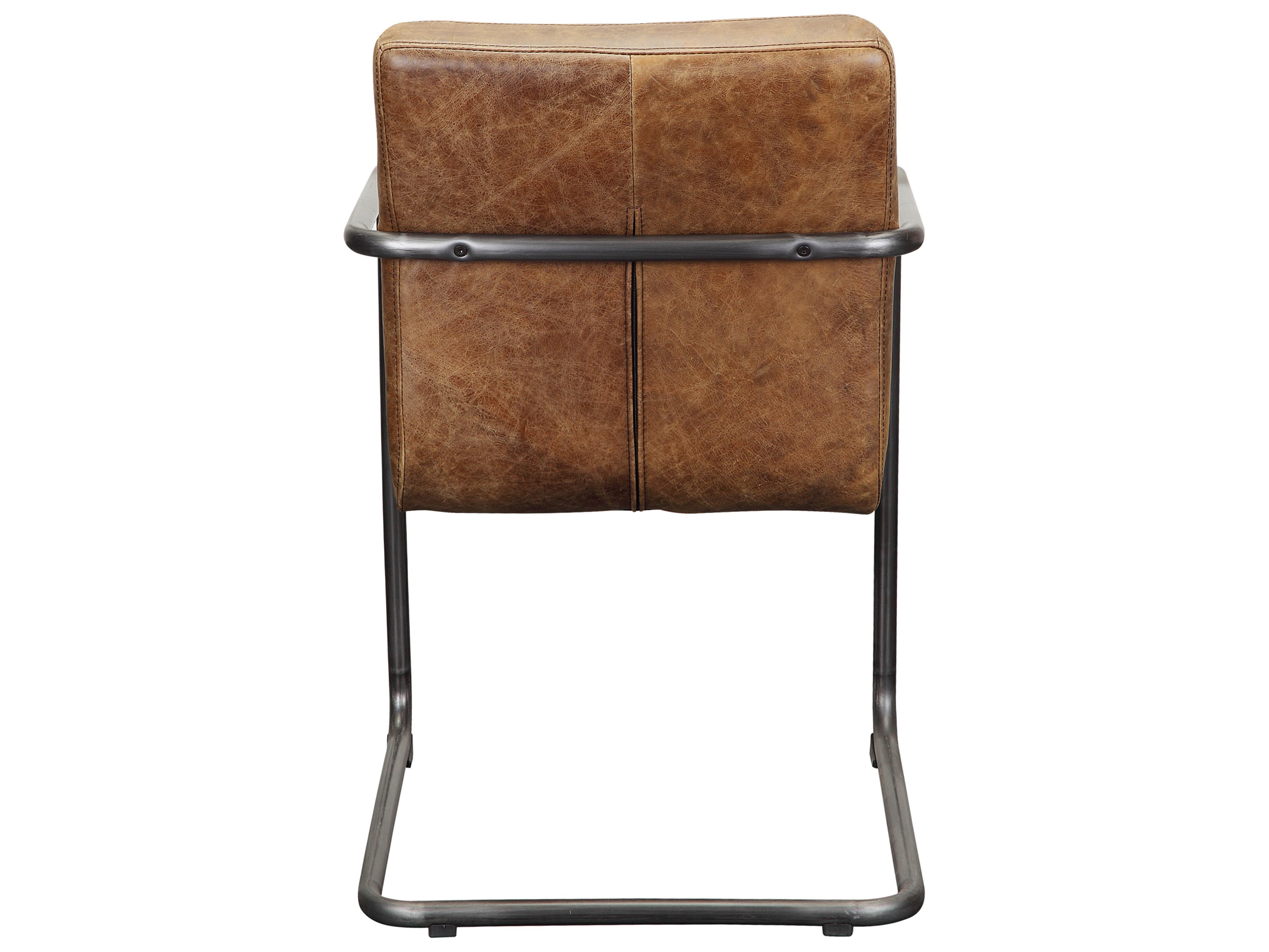 Moe's Home Ansel Leather Ply Wood Brown Upholstered Arm Dining Chair - Set of Two