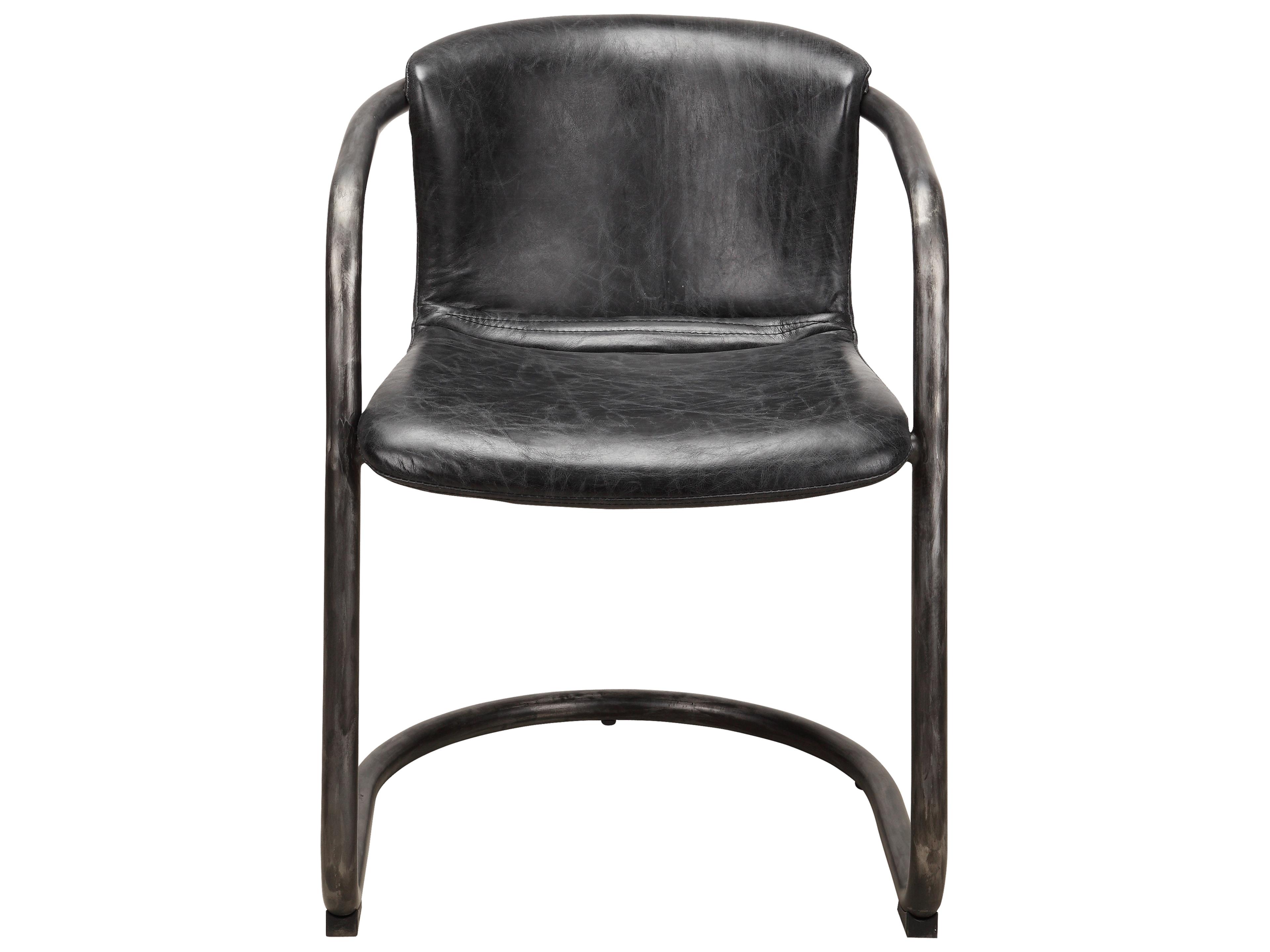 Moe's Home Freeman Leather Ply Wood Black Upholstered Arm Dining Chair - Set of Two