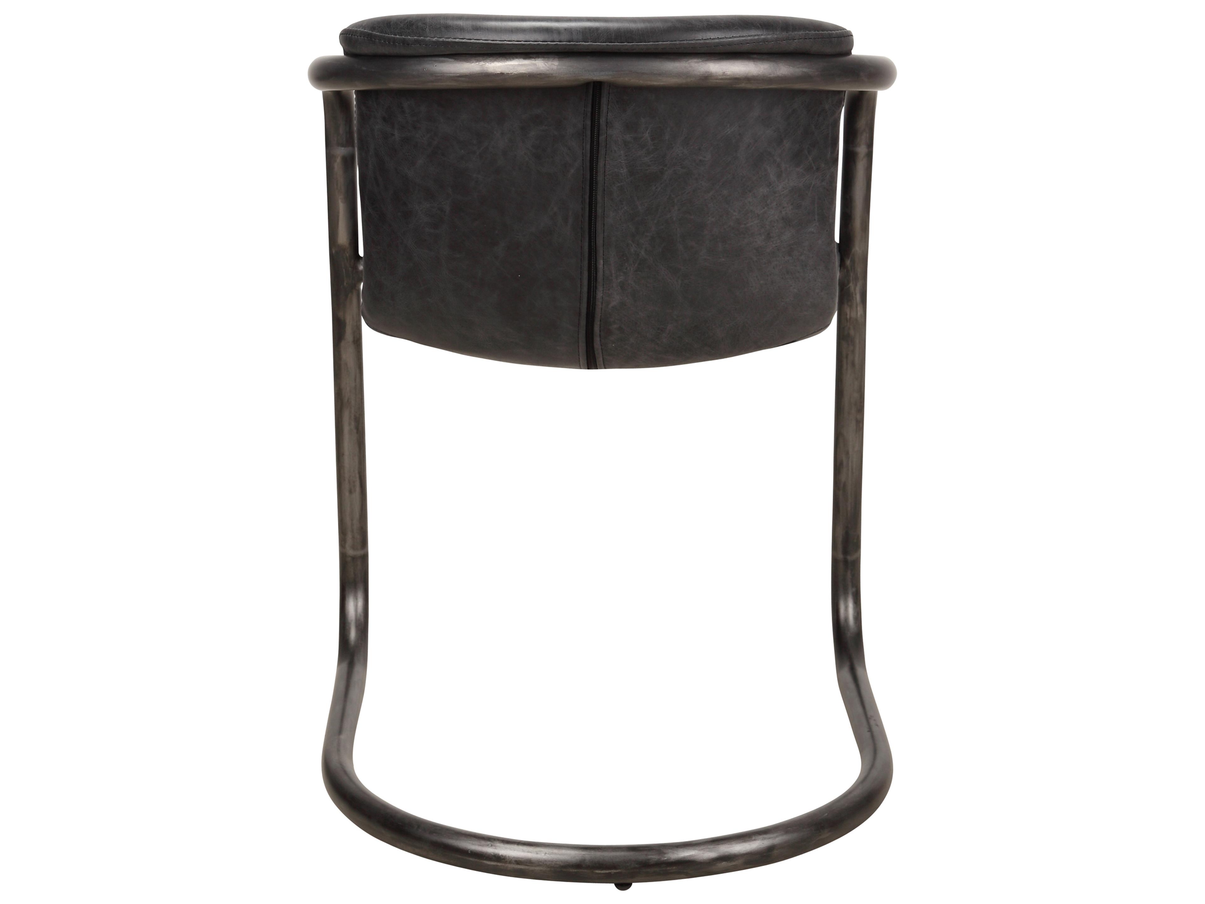 Moe's Home Freeman Leather Ply Wood Black Upholstered Arm Dining Chair - Set of Two