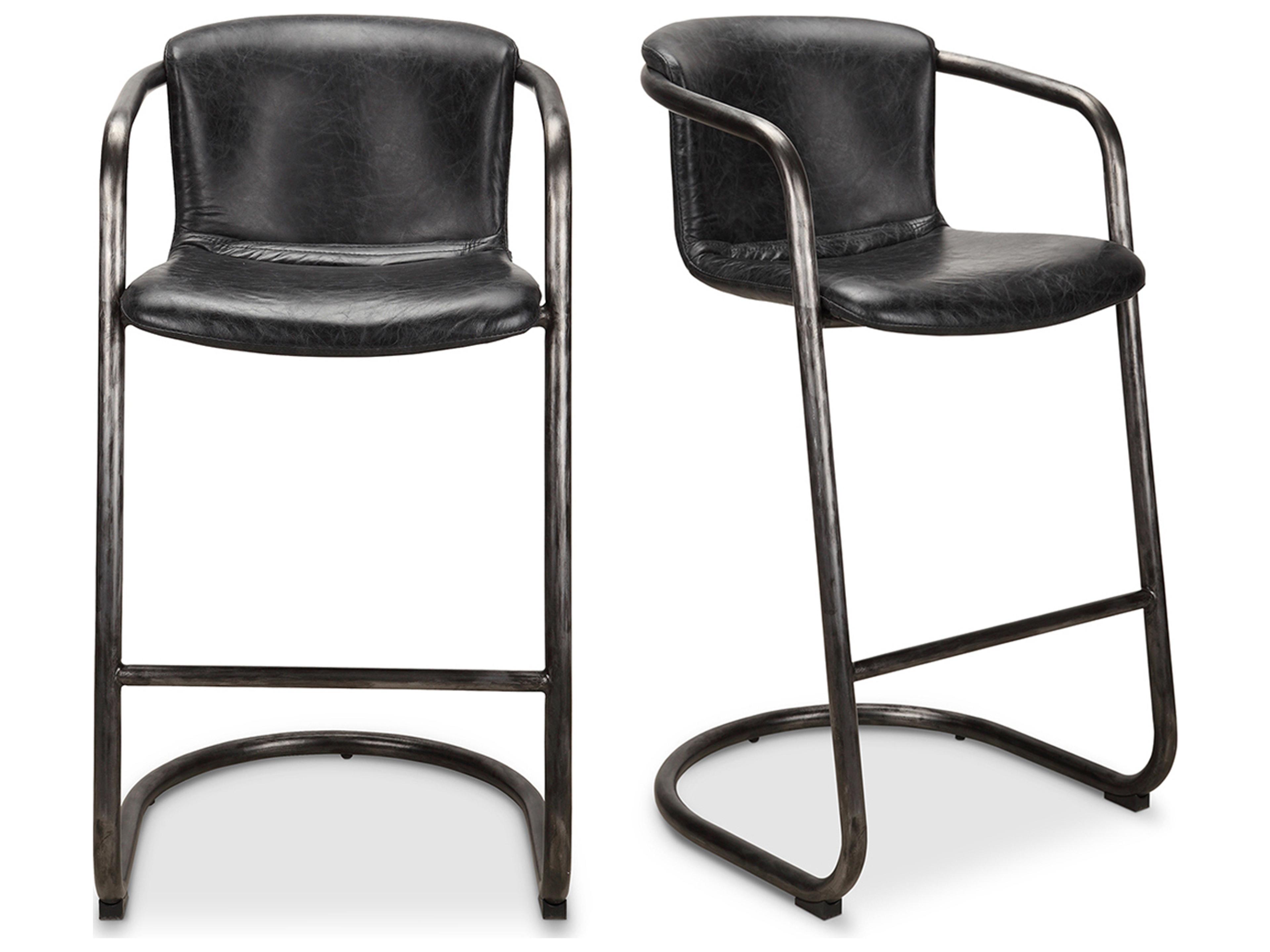 Moe's Home Freeman Leather Bar Stool - Set of Two