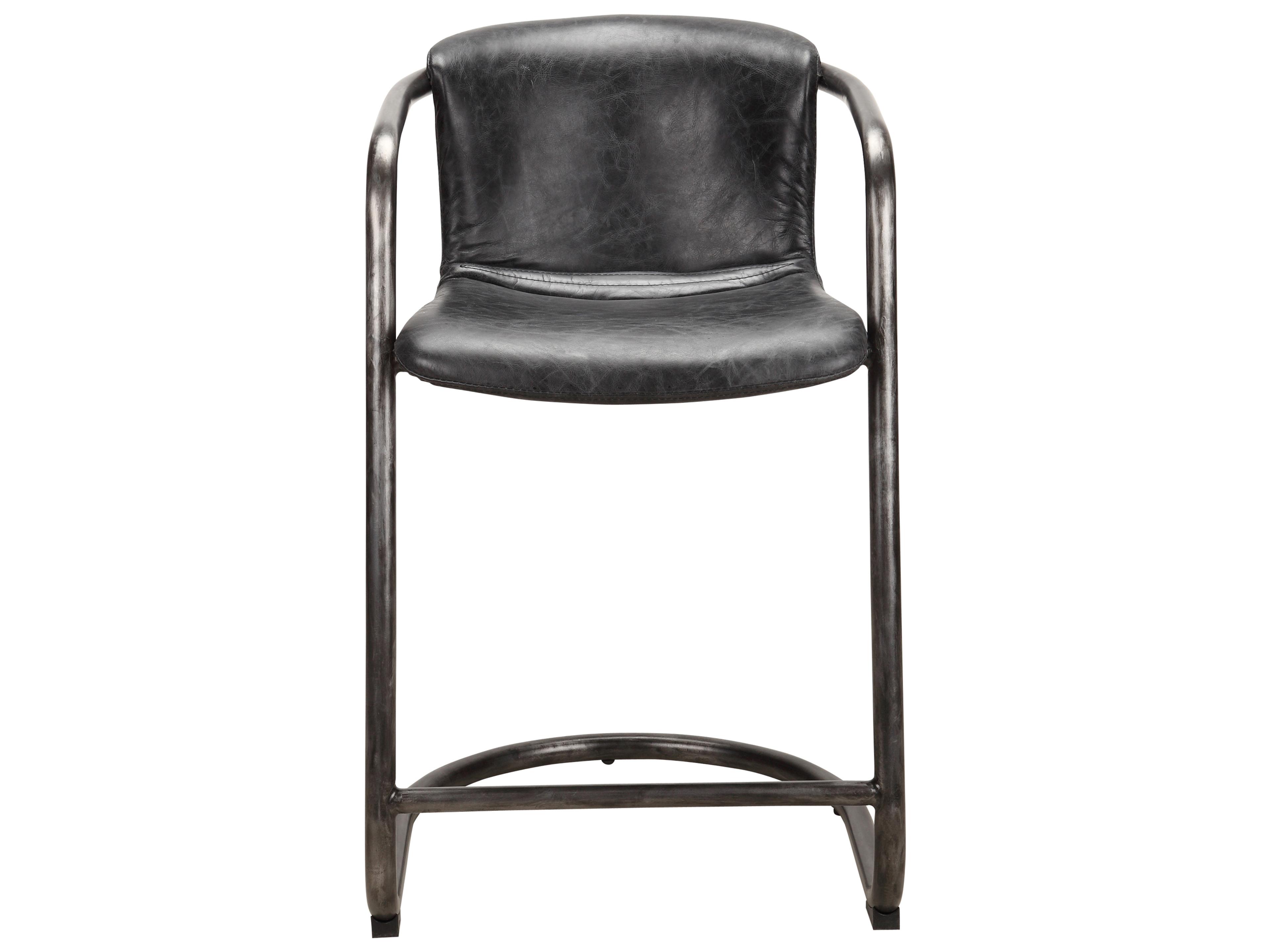 Moe's Home Freeman Leather Ply Wood Black Counter Stool - Set of Two