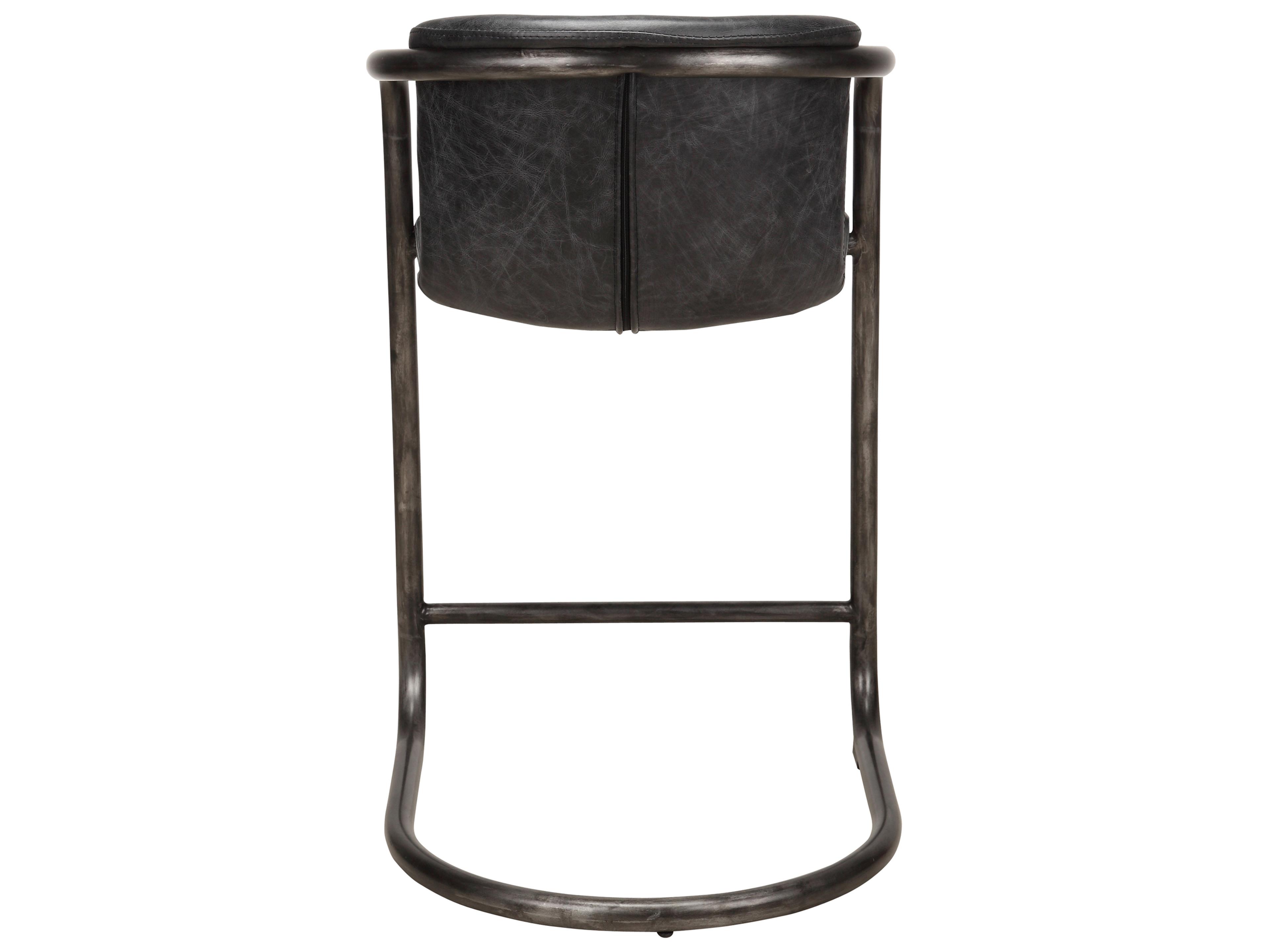 Moe's Home Freeman Leather Ply Wood Black Counter Stool - Set of Two