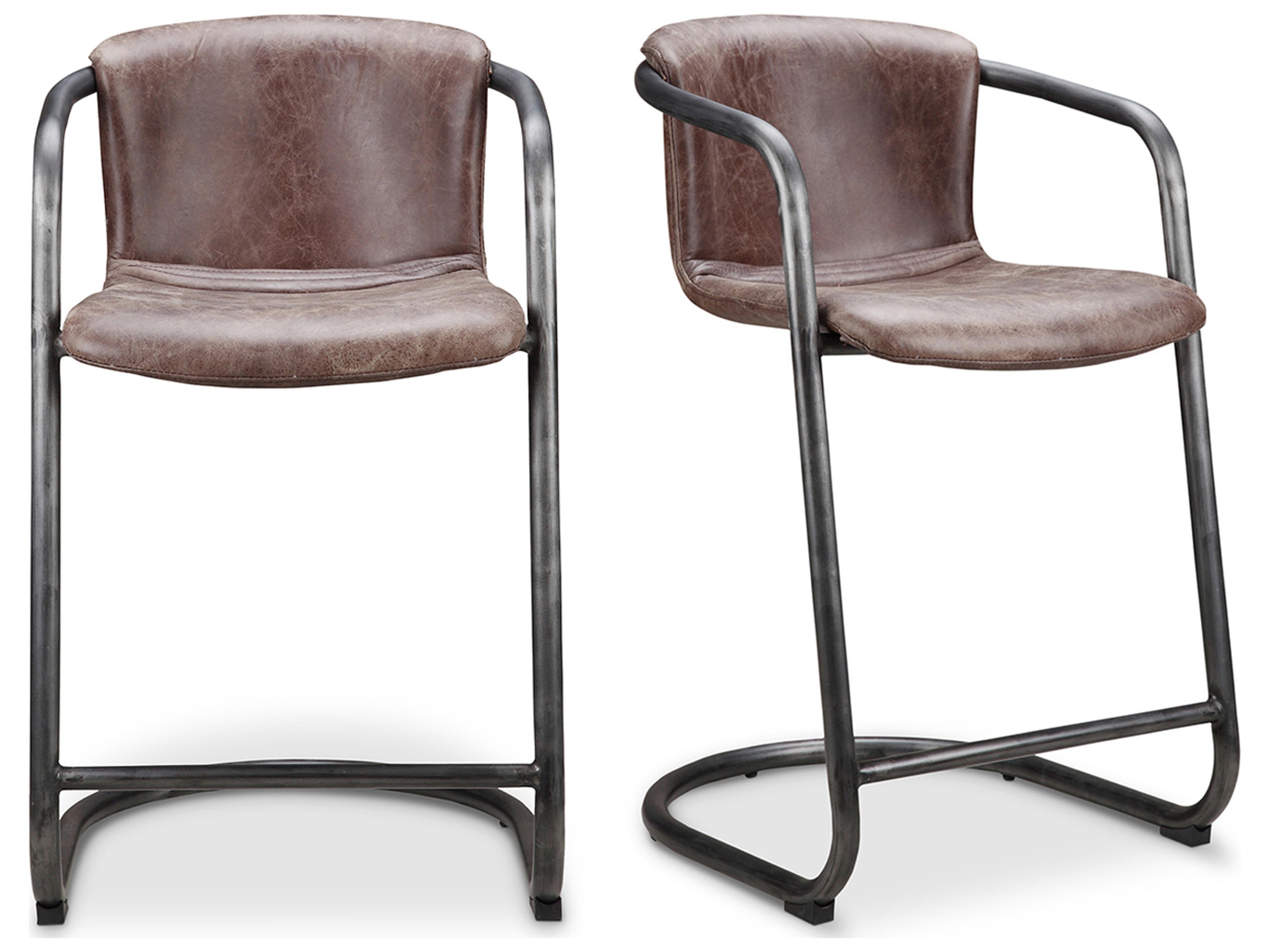 Moe's Home Freeman Leather Counter Stool - Set of Two