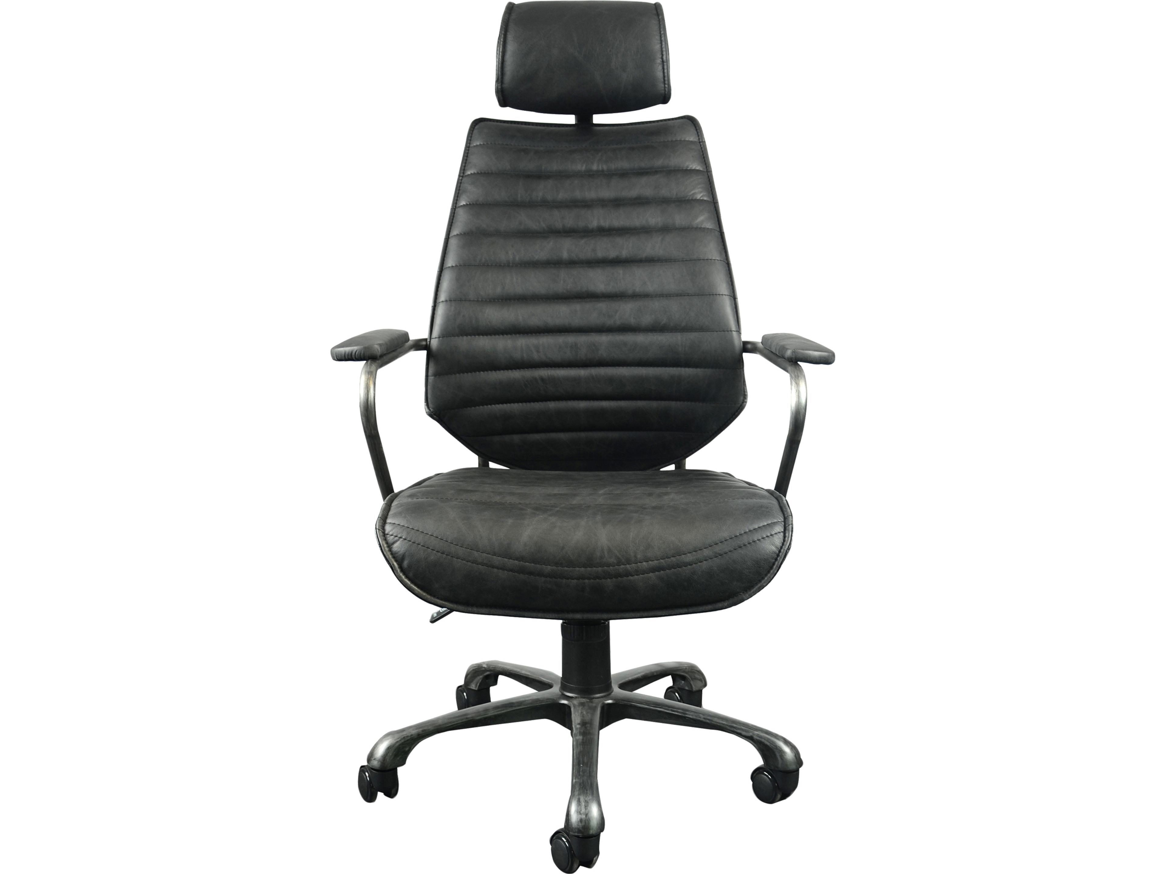 Executive Swivel Office Chair in Onyx Black Leather