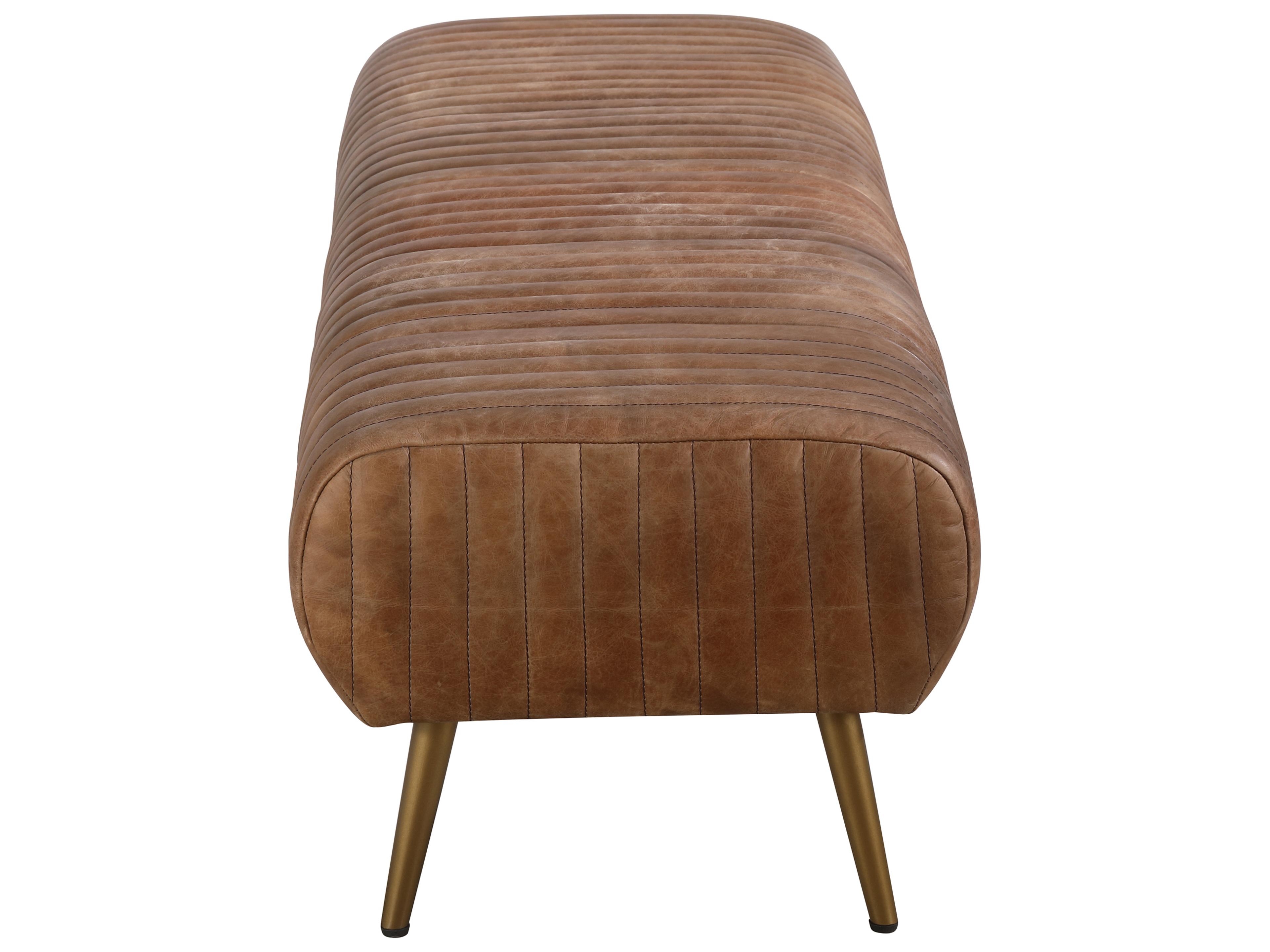 Moe's Home Cappuccino Brown Leather Accent Bench