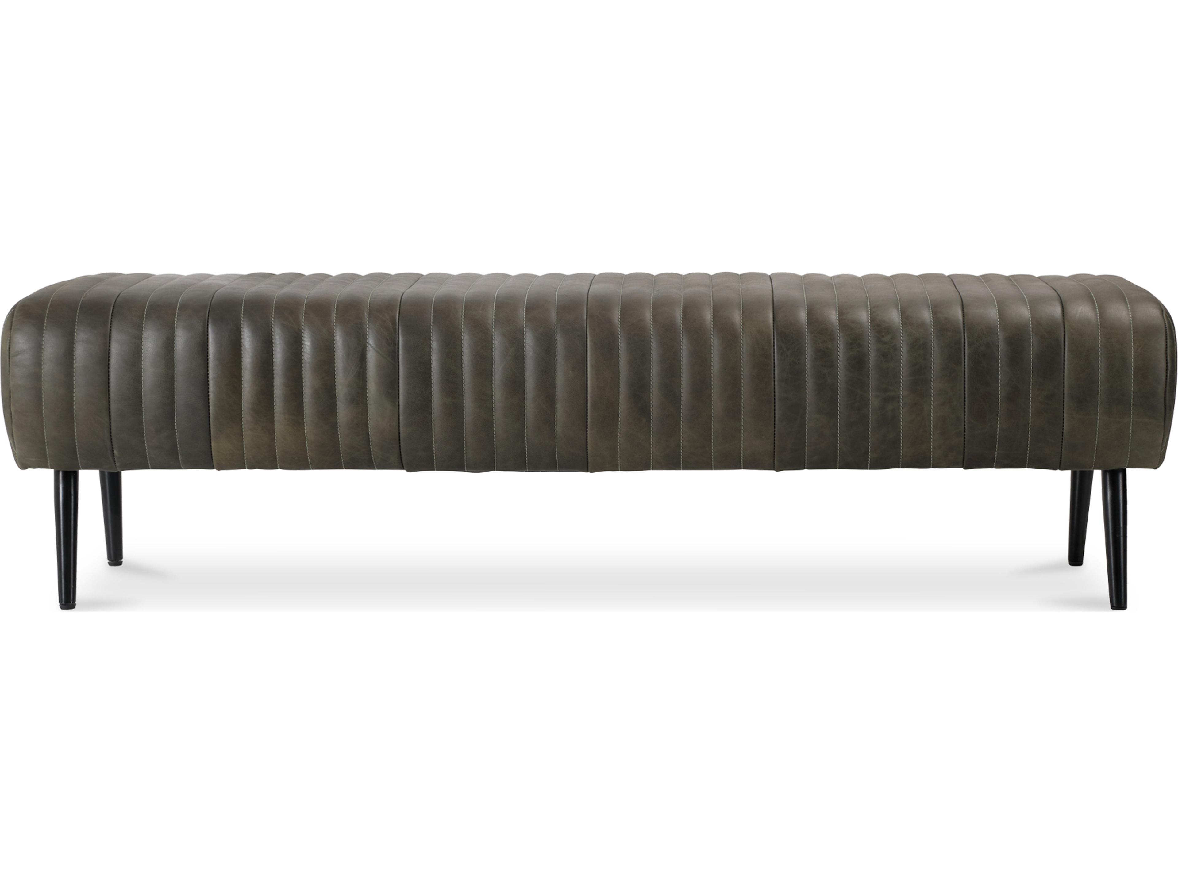 Moe's Home Endora Olive Green Leather Accent Bench