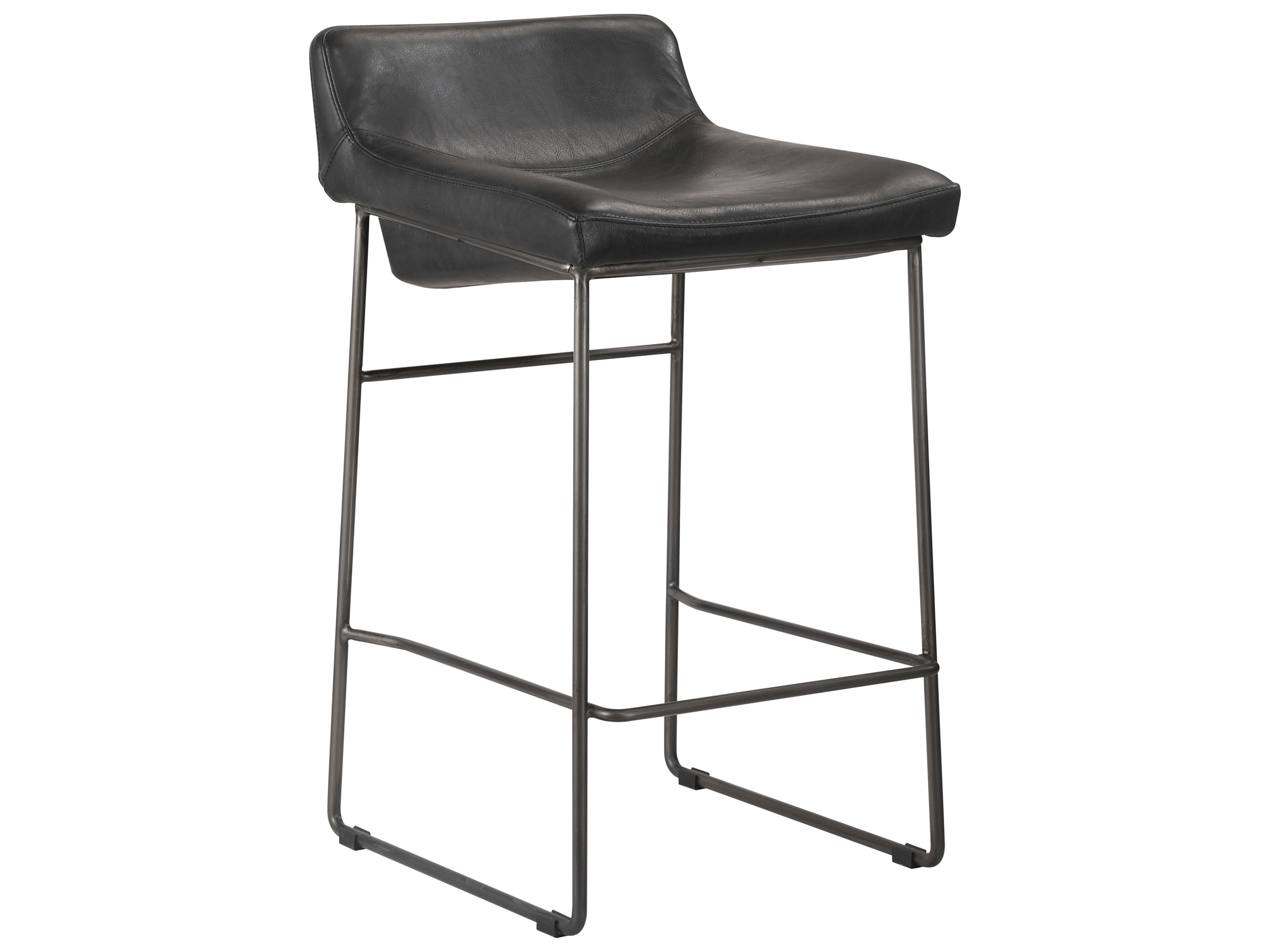 Moe's Home Leather Black Counter Stool - Set of Two