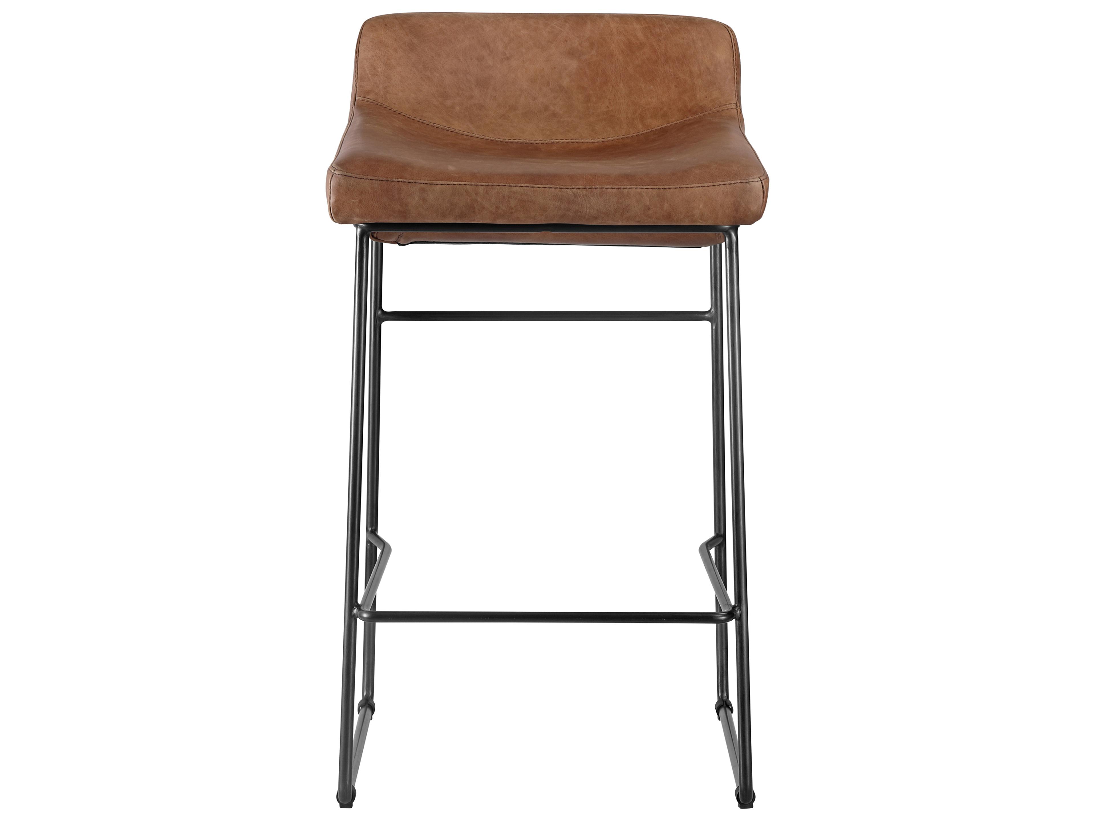 Moe's Home Leather Cappuccino Counter Stool - Set of Two