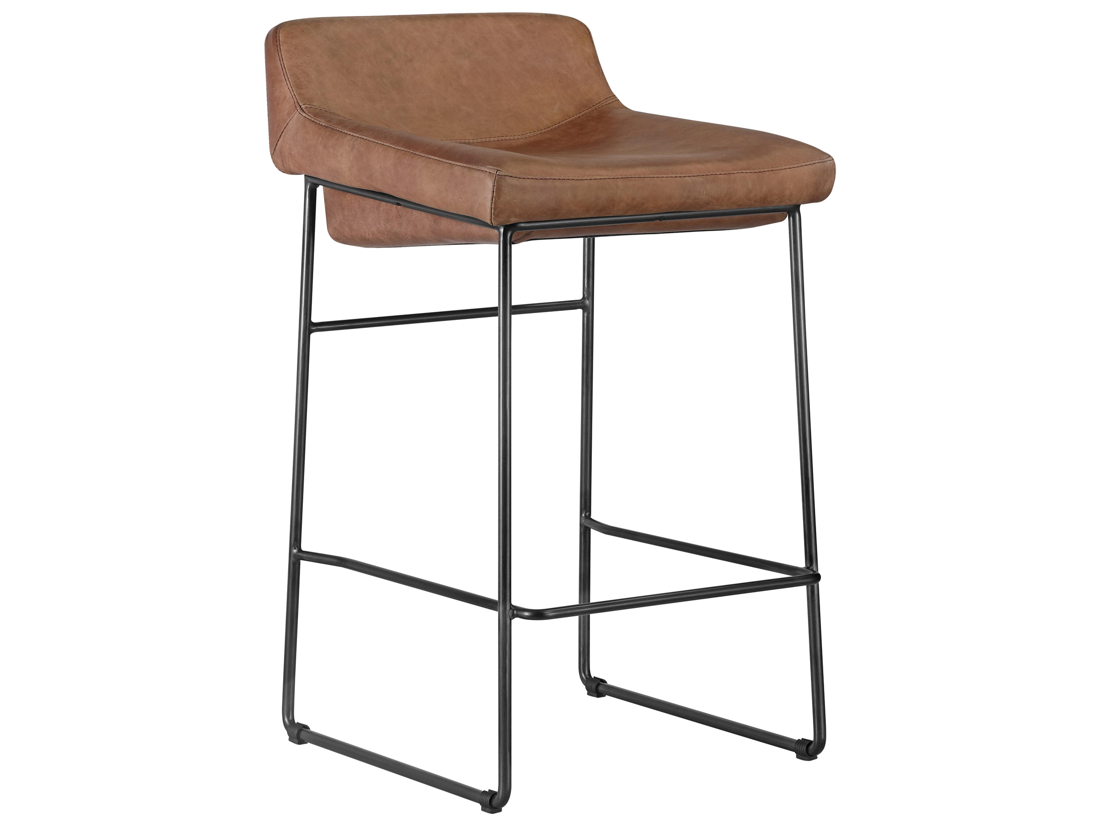 Moe's Home Leather Cappuccino Counter Stool - Set of Two