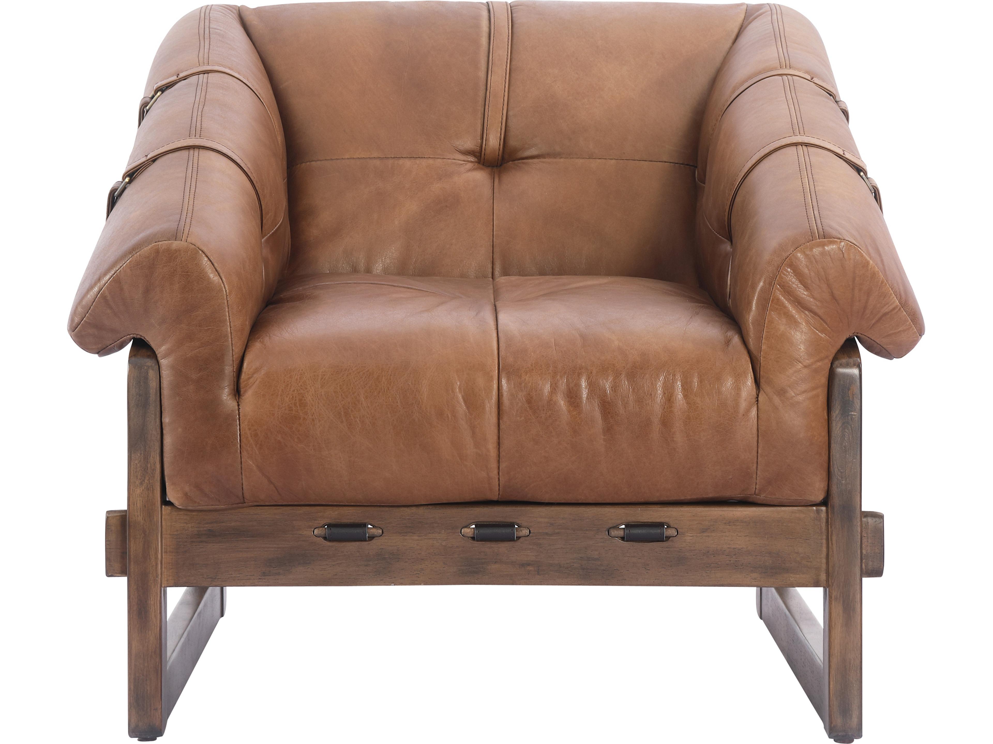 Bellos Brown Leather Accent Chair