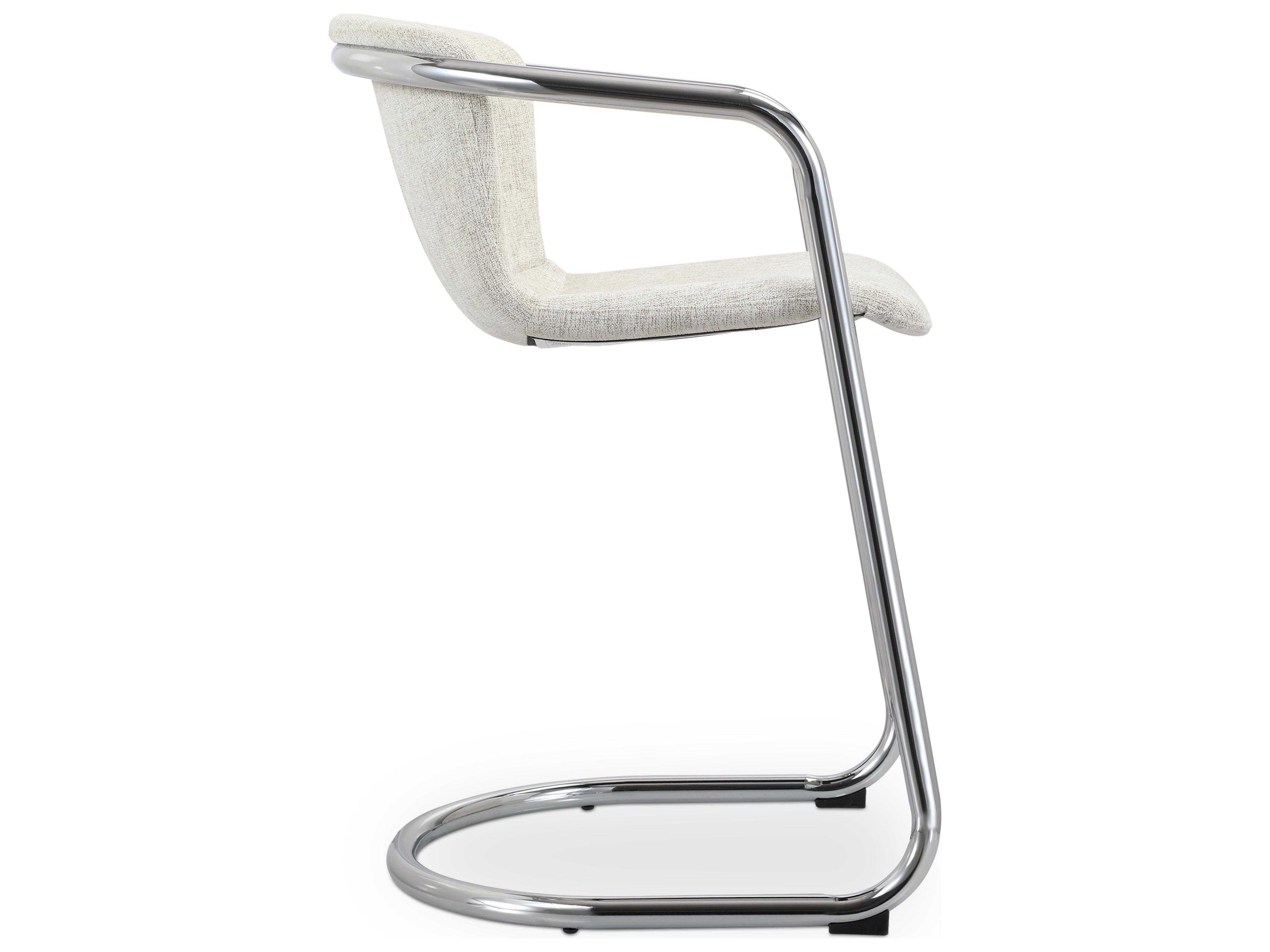 Moe's Home Freeman Upholstered Blended Cream Chrome Counter Stool Set of Two - Set of Two