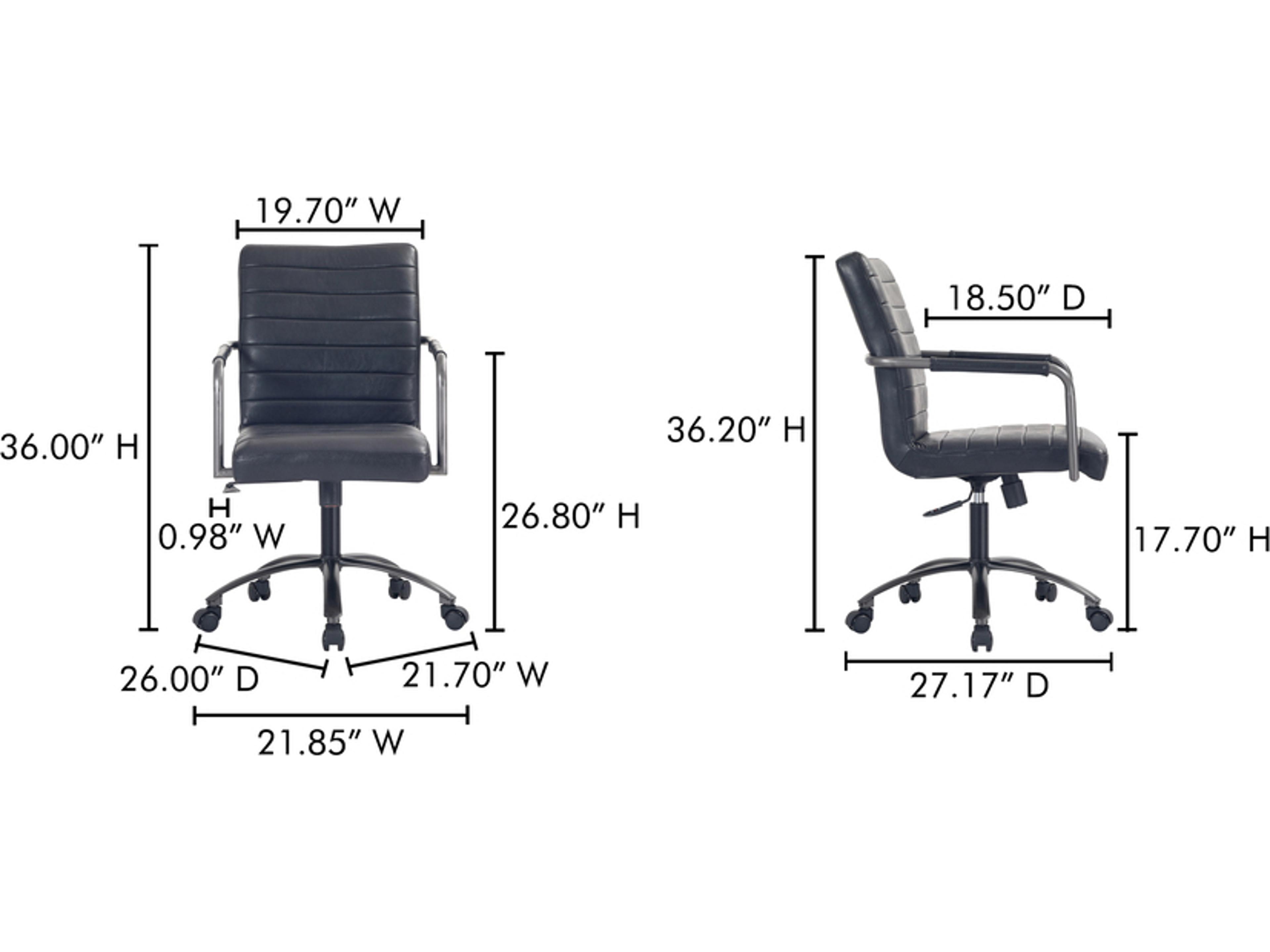 Moe's Home Roy Black Leather Adjustable Executive Desk Chair