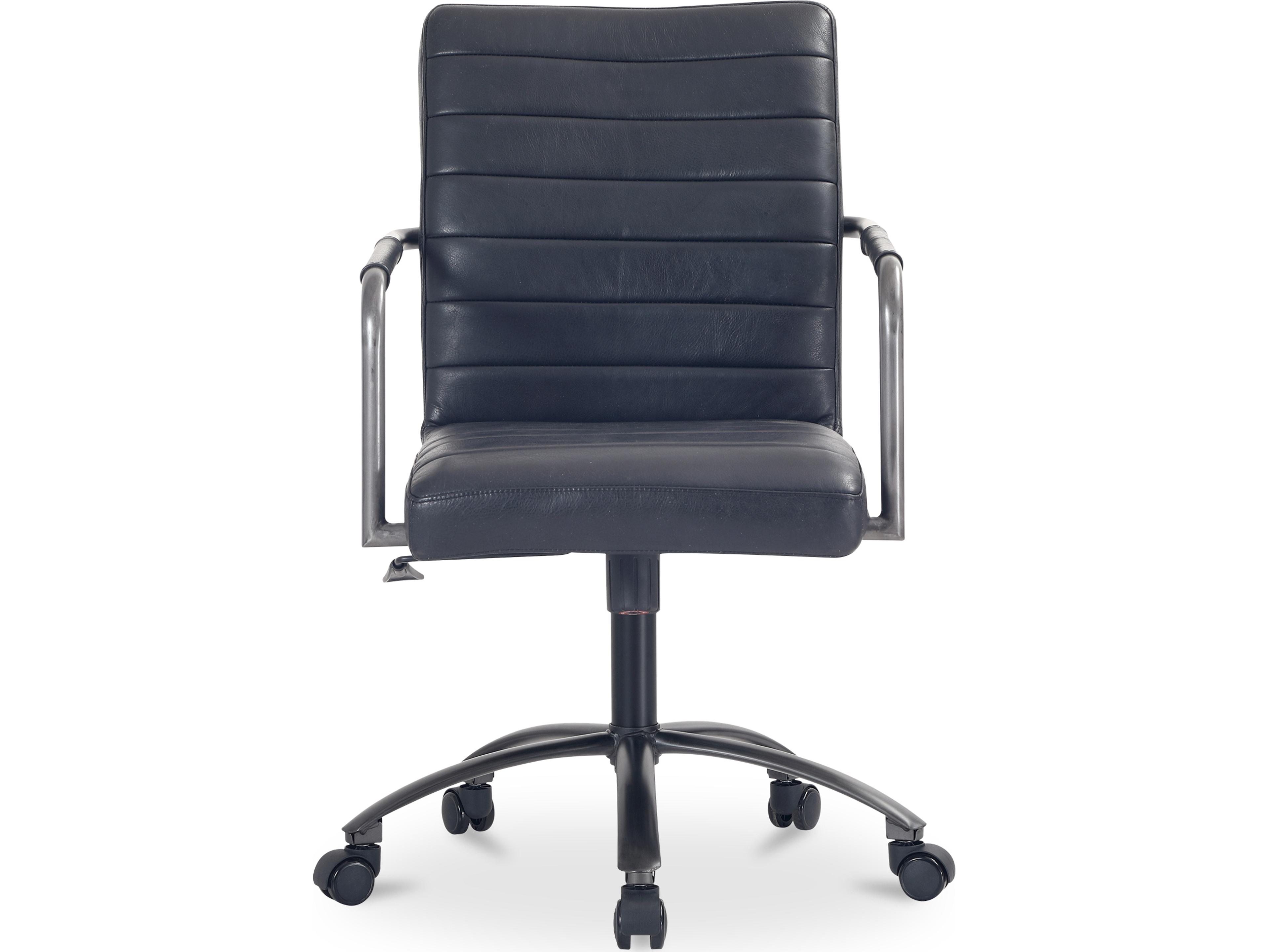 Roy Black Leather Adjustable Executive Desk Chair