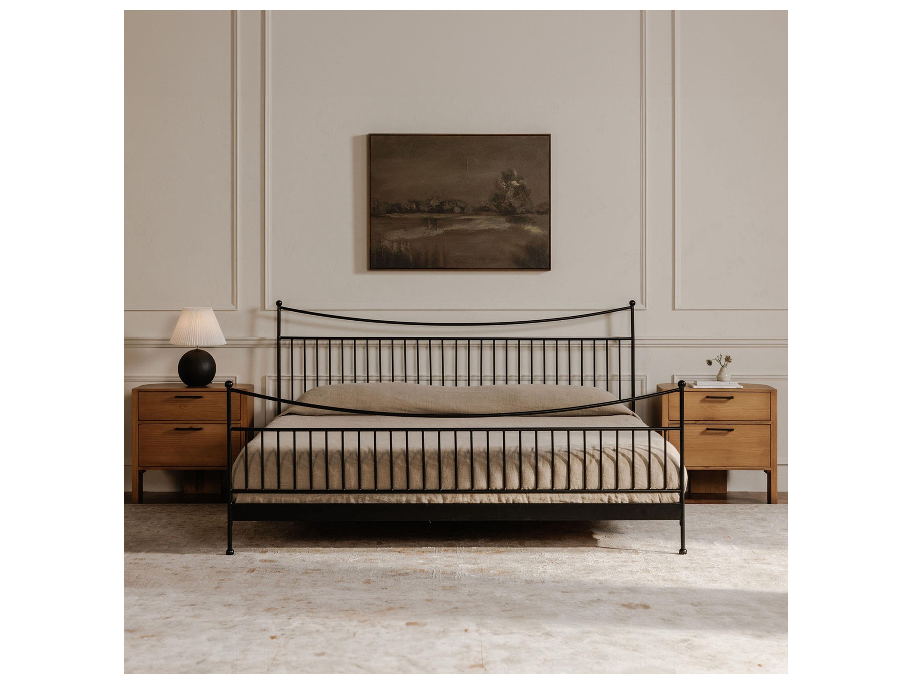Moe's Home Monet Black Acacia Wood King Panel Bed