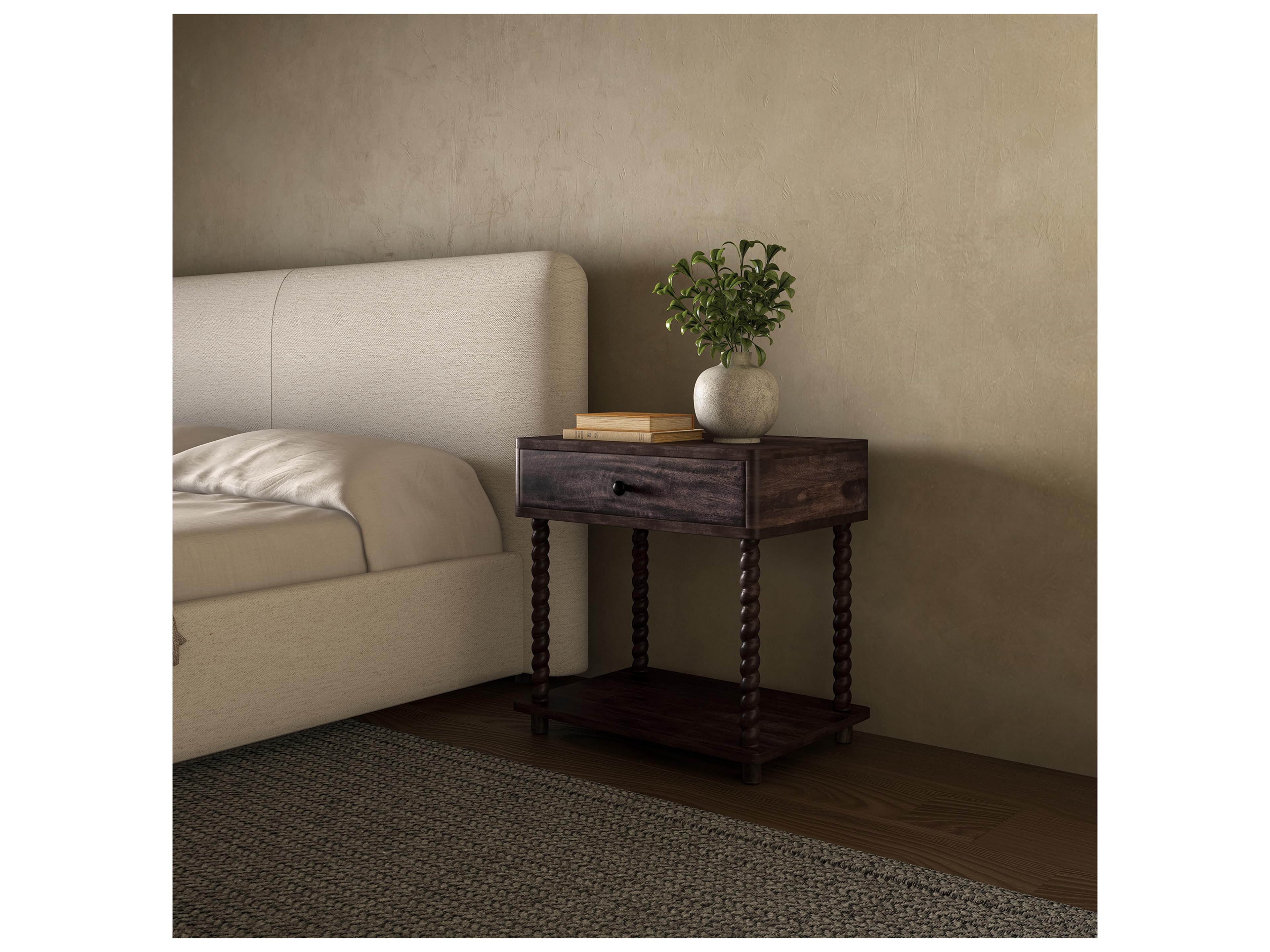 Moe's Home Tabitha 1-Drawer Brown Mango Wood Nightstand