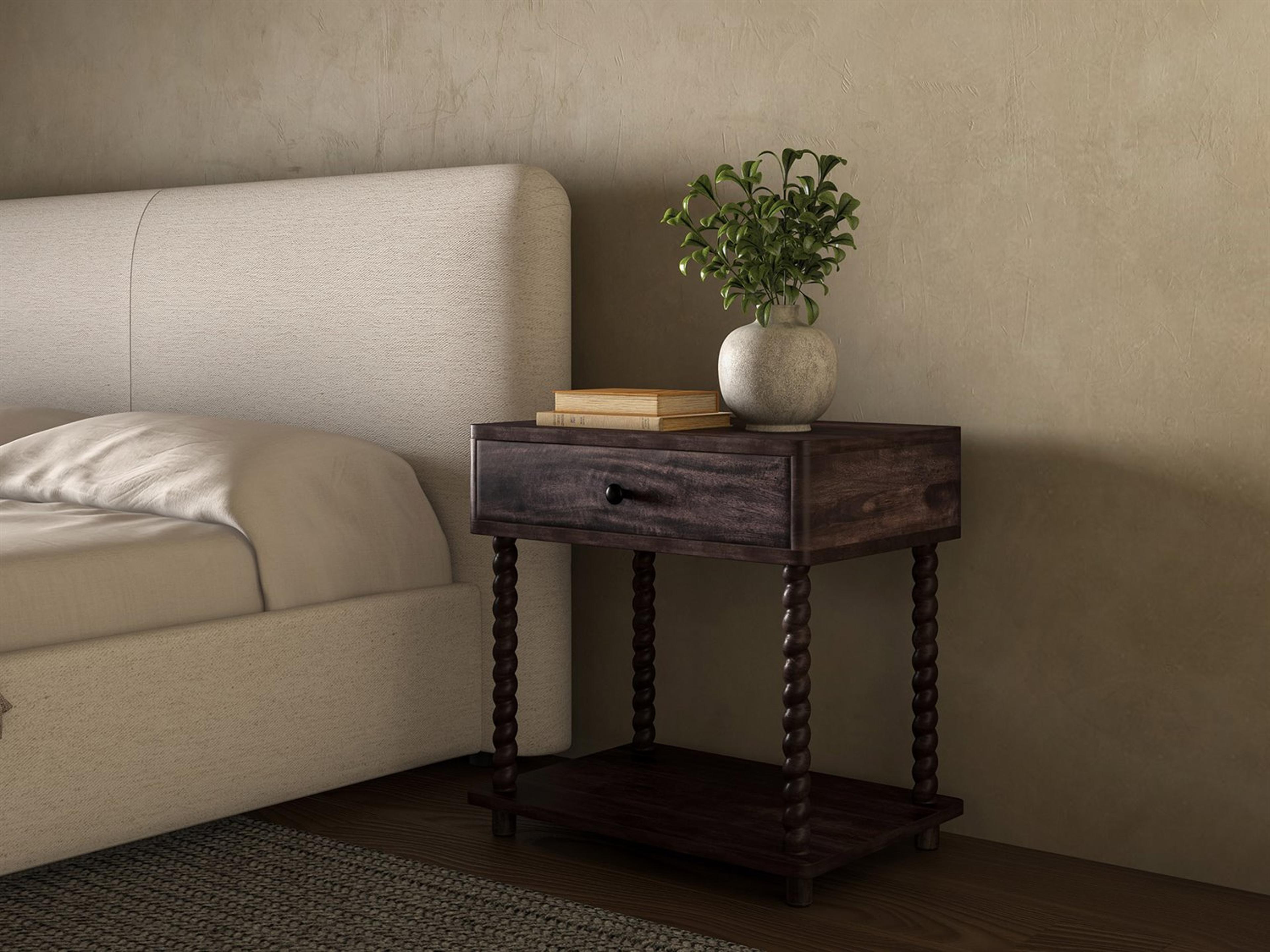 Moe's Home Tabitha 1-Drawer Brown Mango Wood Nightstand