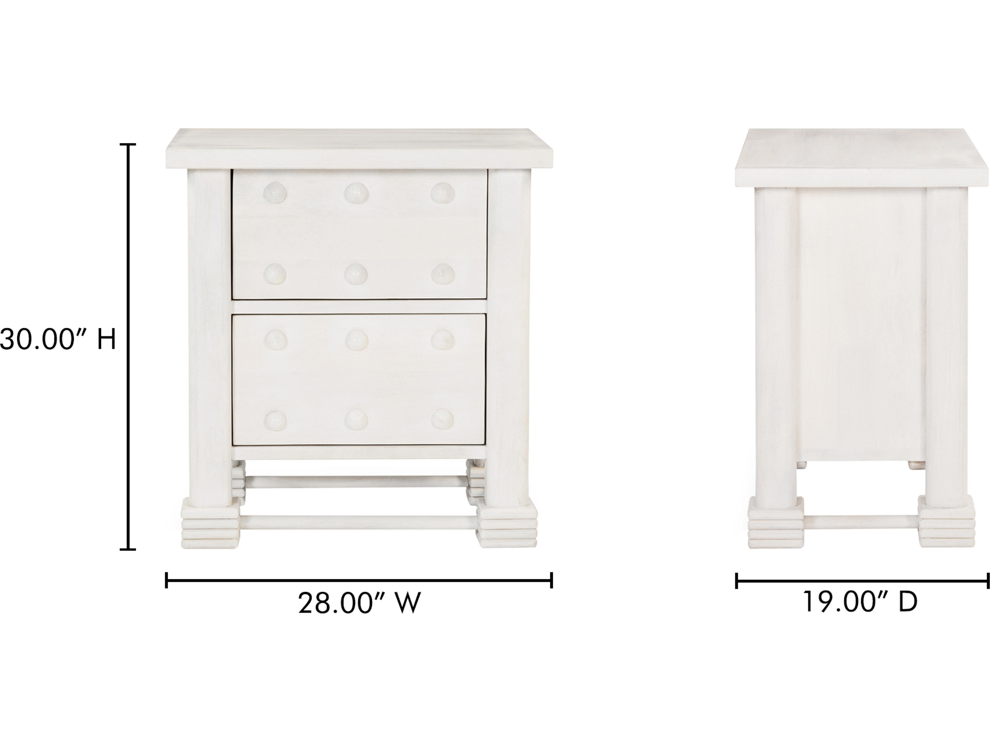 Moe's Home Clement 2-Drawers White Mango Wood Nightstand