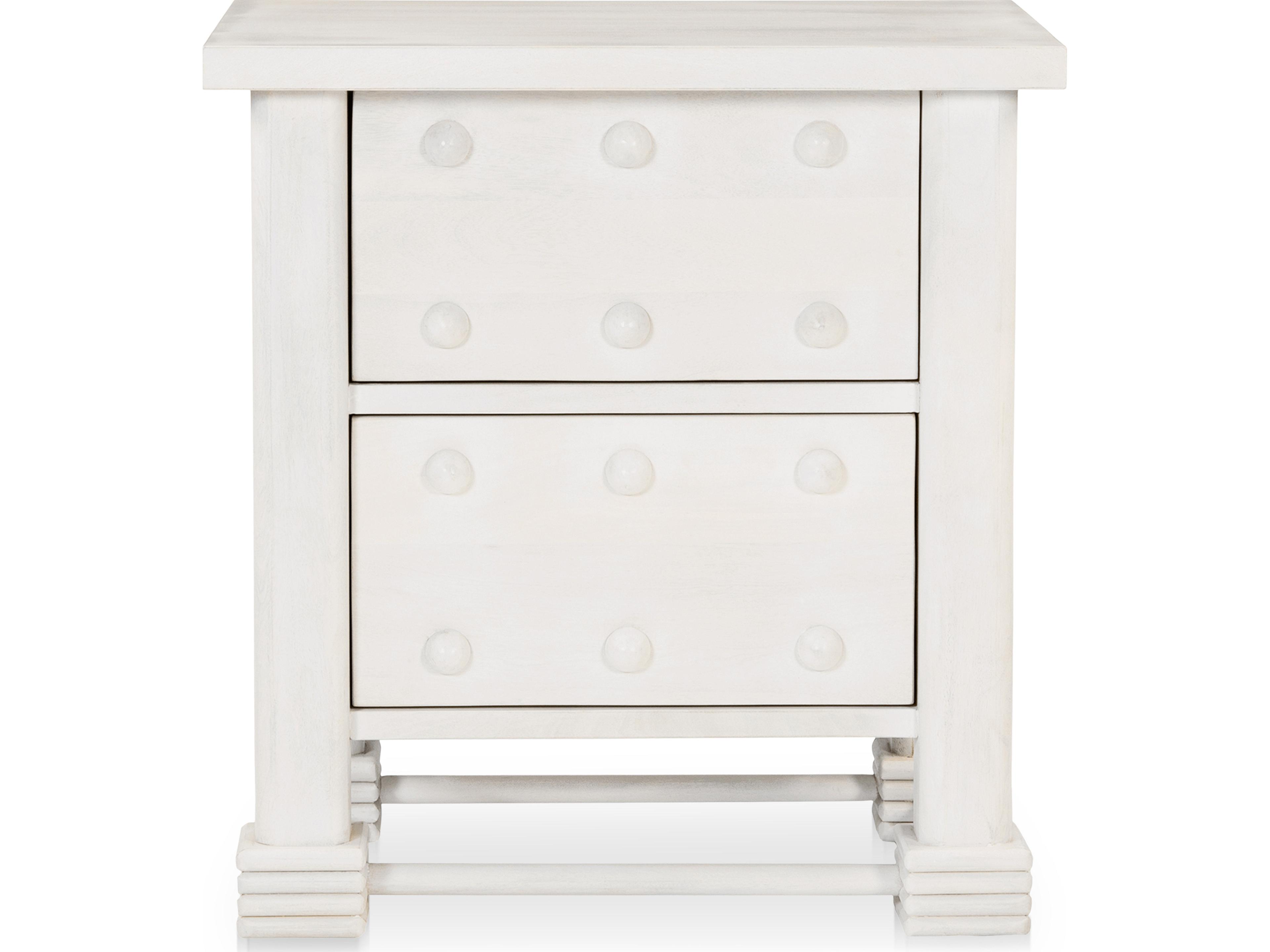 Clement 2-Drawers White Mango Wood Nightstand