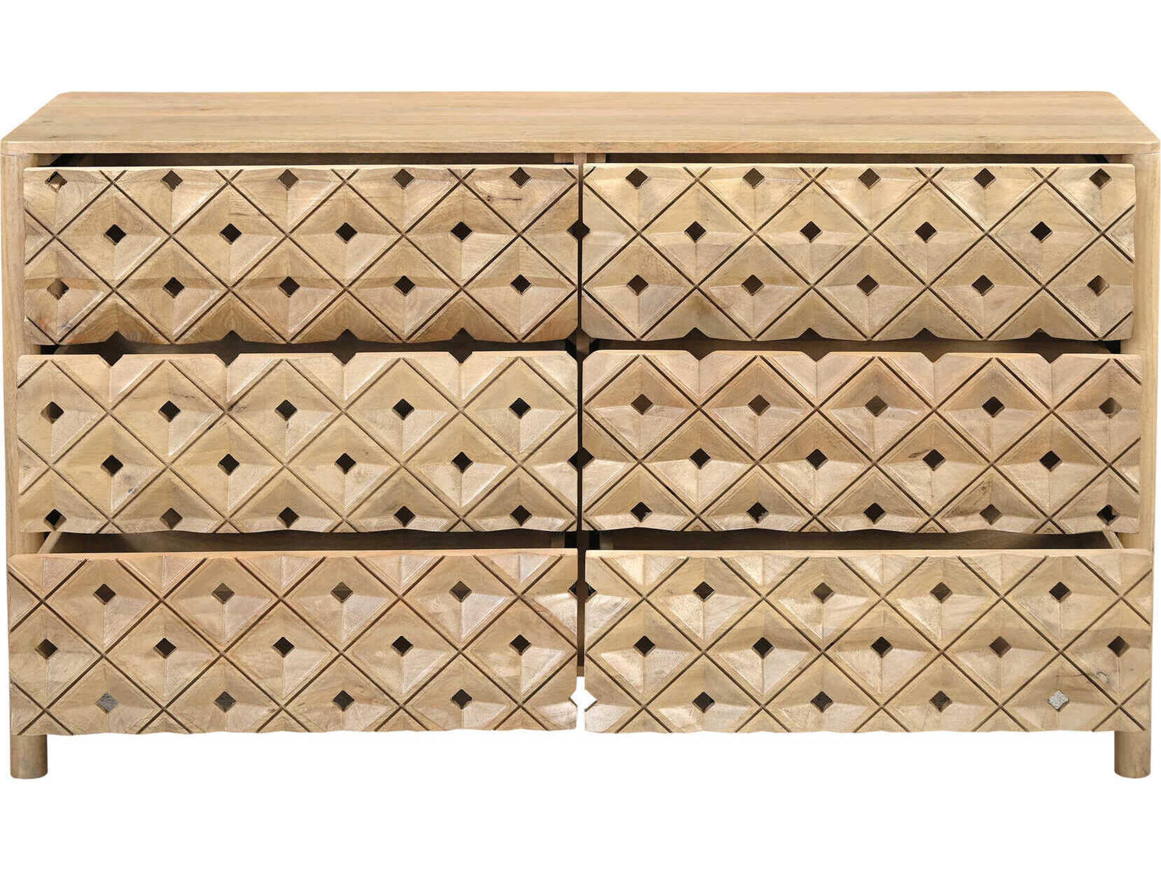 Moe's Home Fulton 6-Drawers Mango Wood Double Dresser