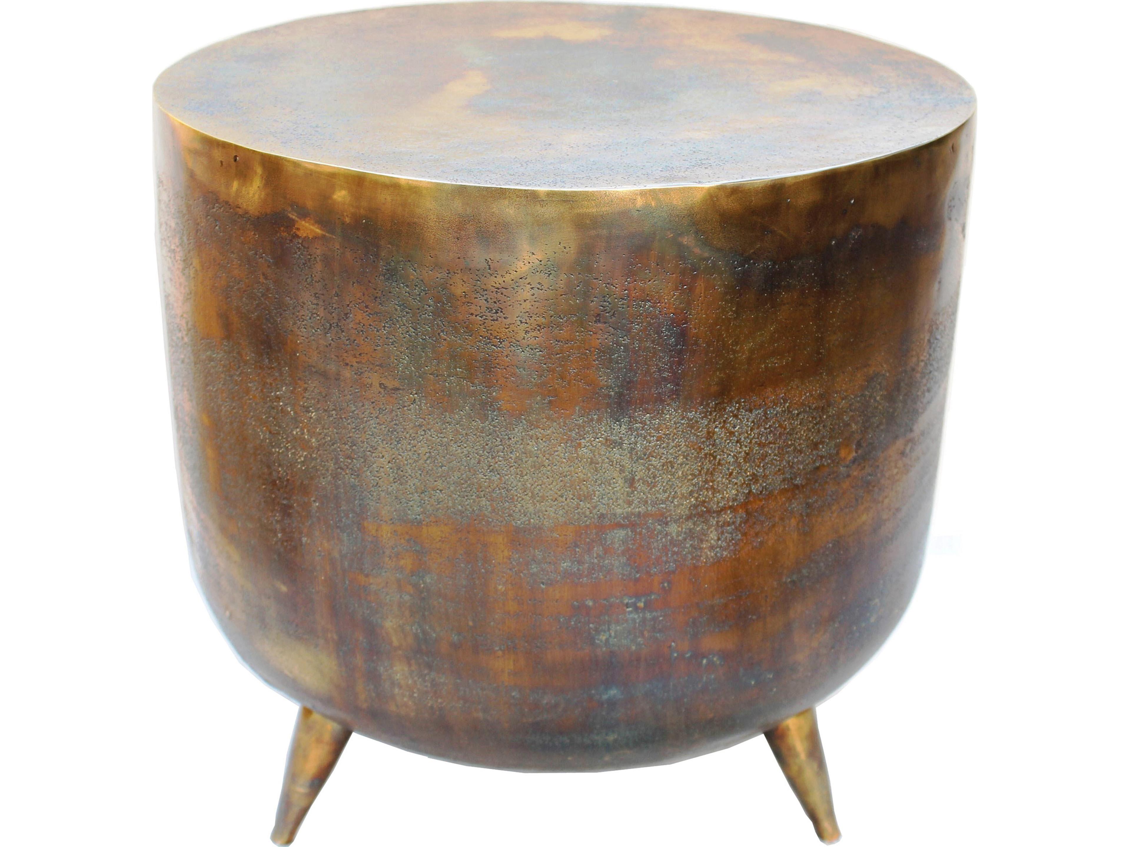 Kettel Accent Table Brass Drum Side Table