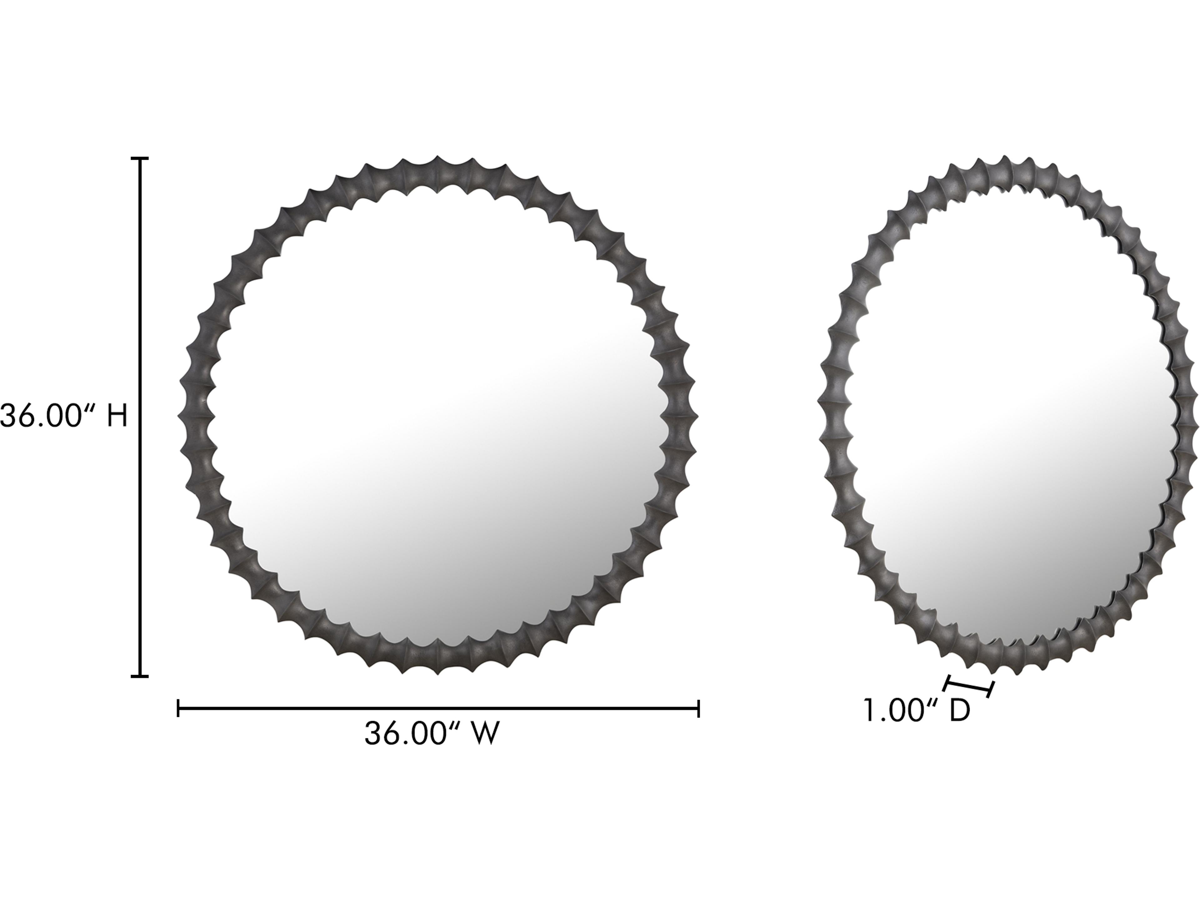 Moe's Home Whitby Black Wall Mirror Round