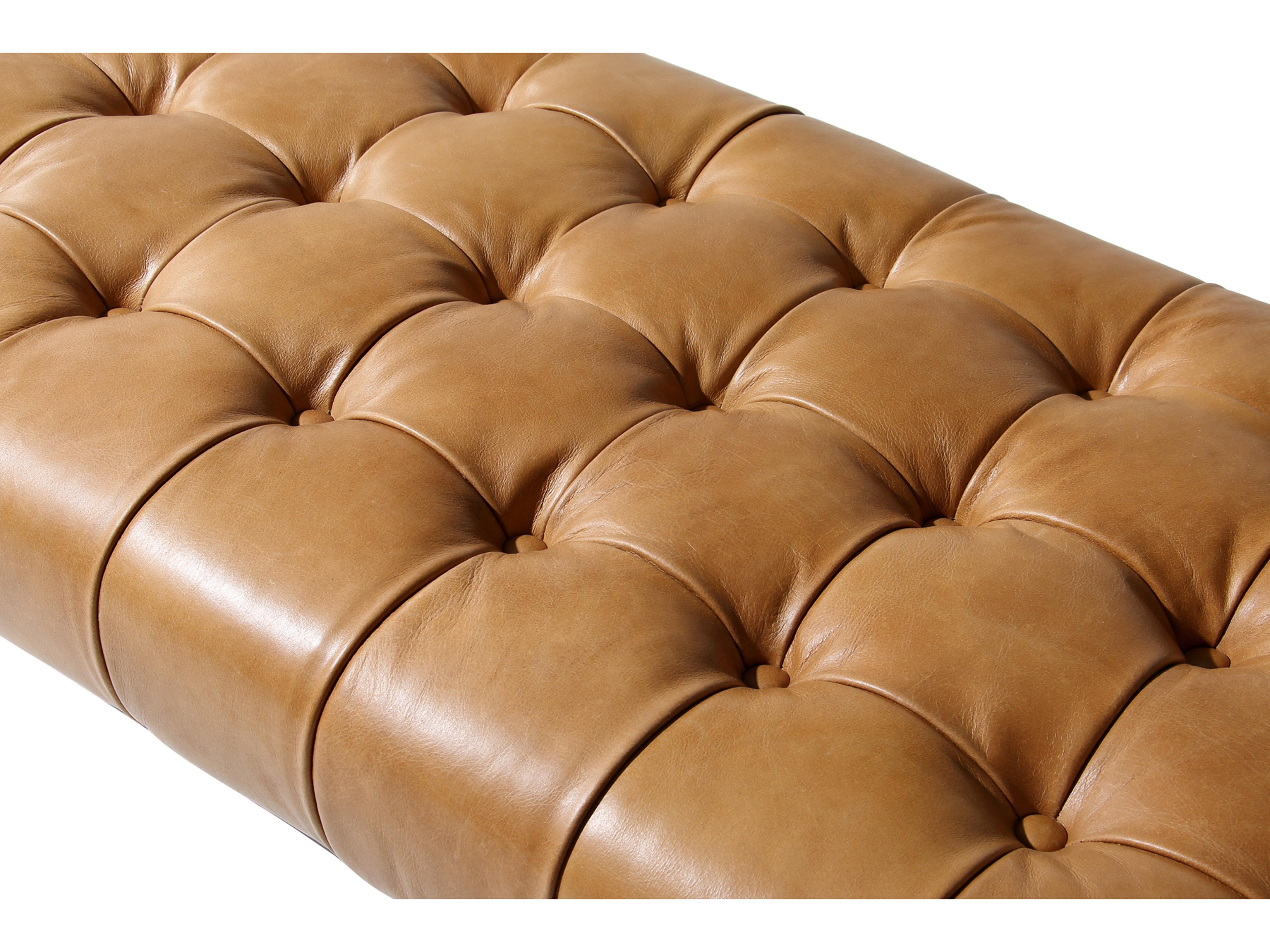 Moe's Home Wyatt Tan Leather Accent Bench
