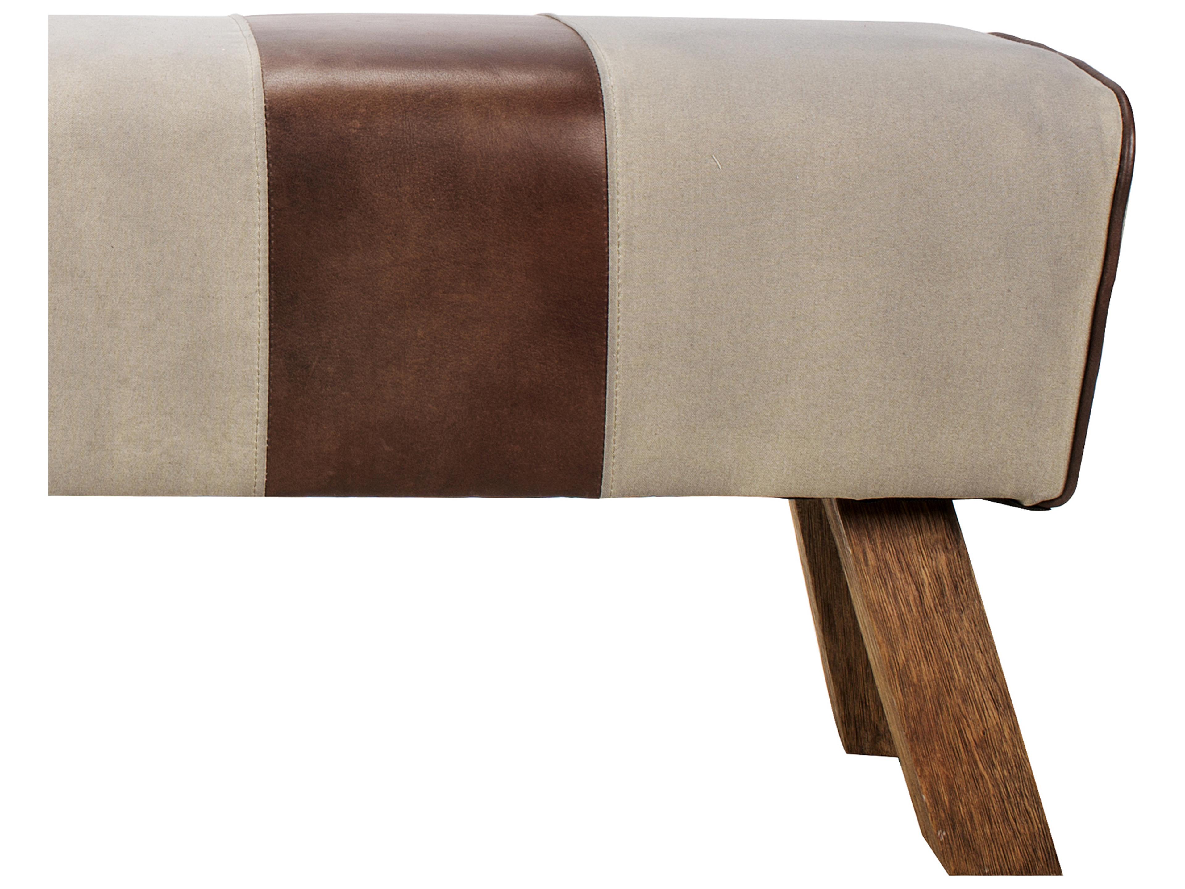 Moe's Home Brown Beige Leather Accent Bench