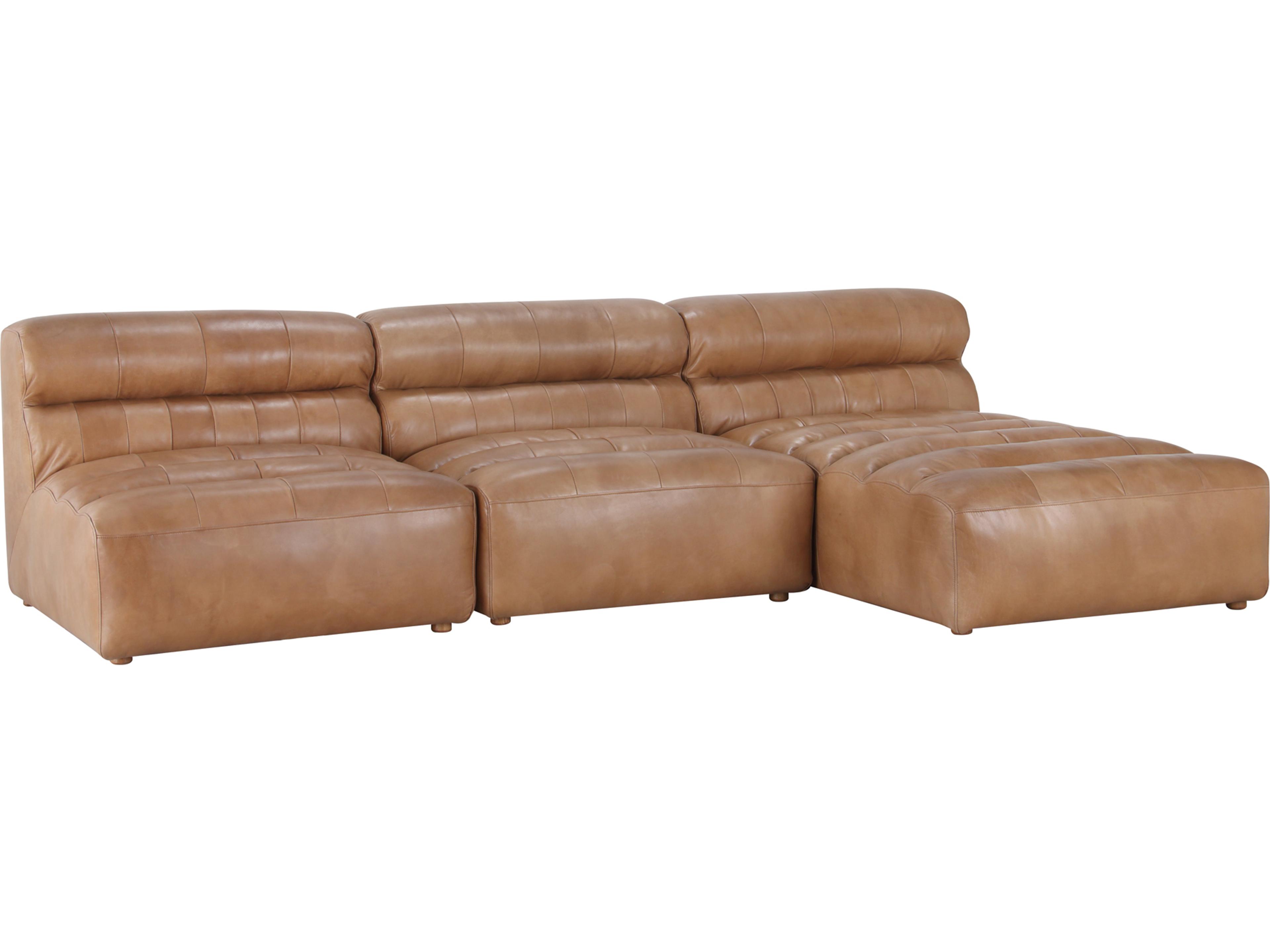 Moe's Home Ramsay Brown Leather Sectional Sofa