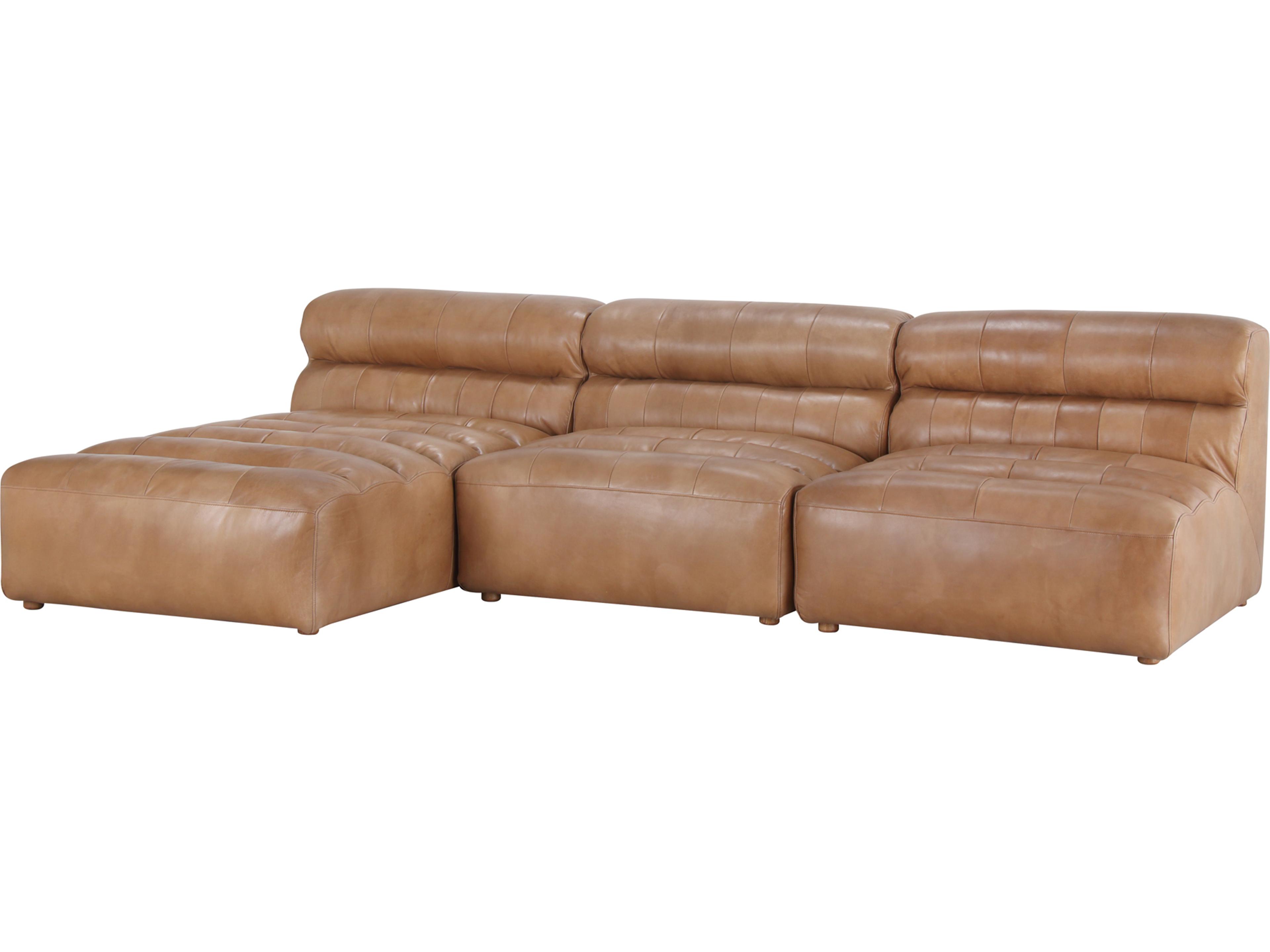 Moe's Home Ramsay Brown Leather Sectional Sofa