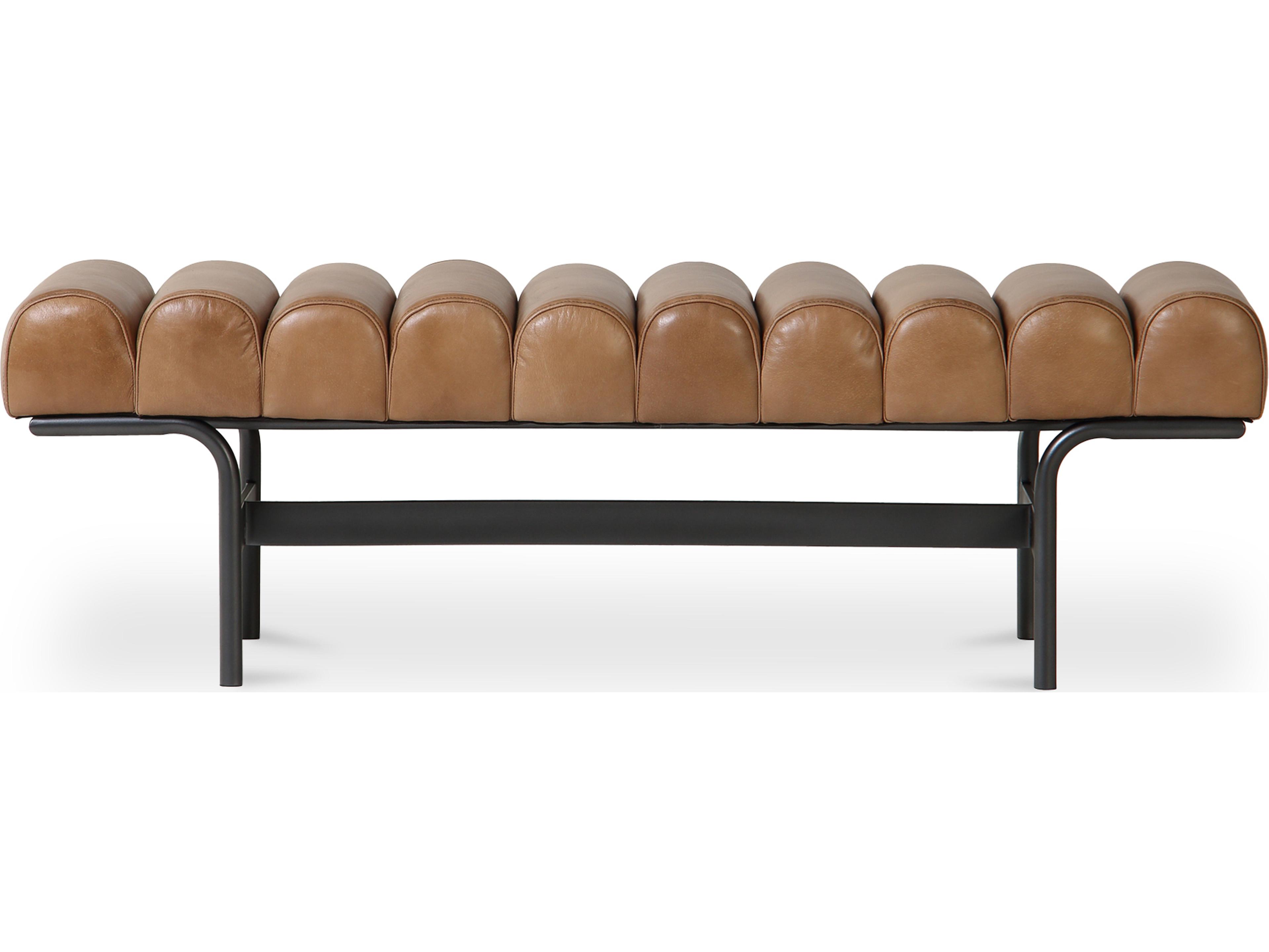 Moe's Home Harrison Tan Brown Leather Accent Bench
