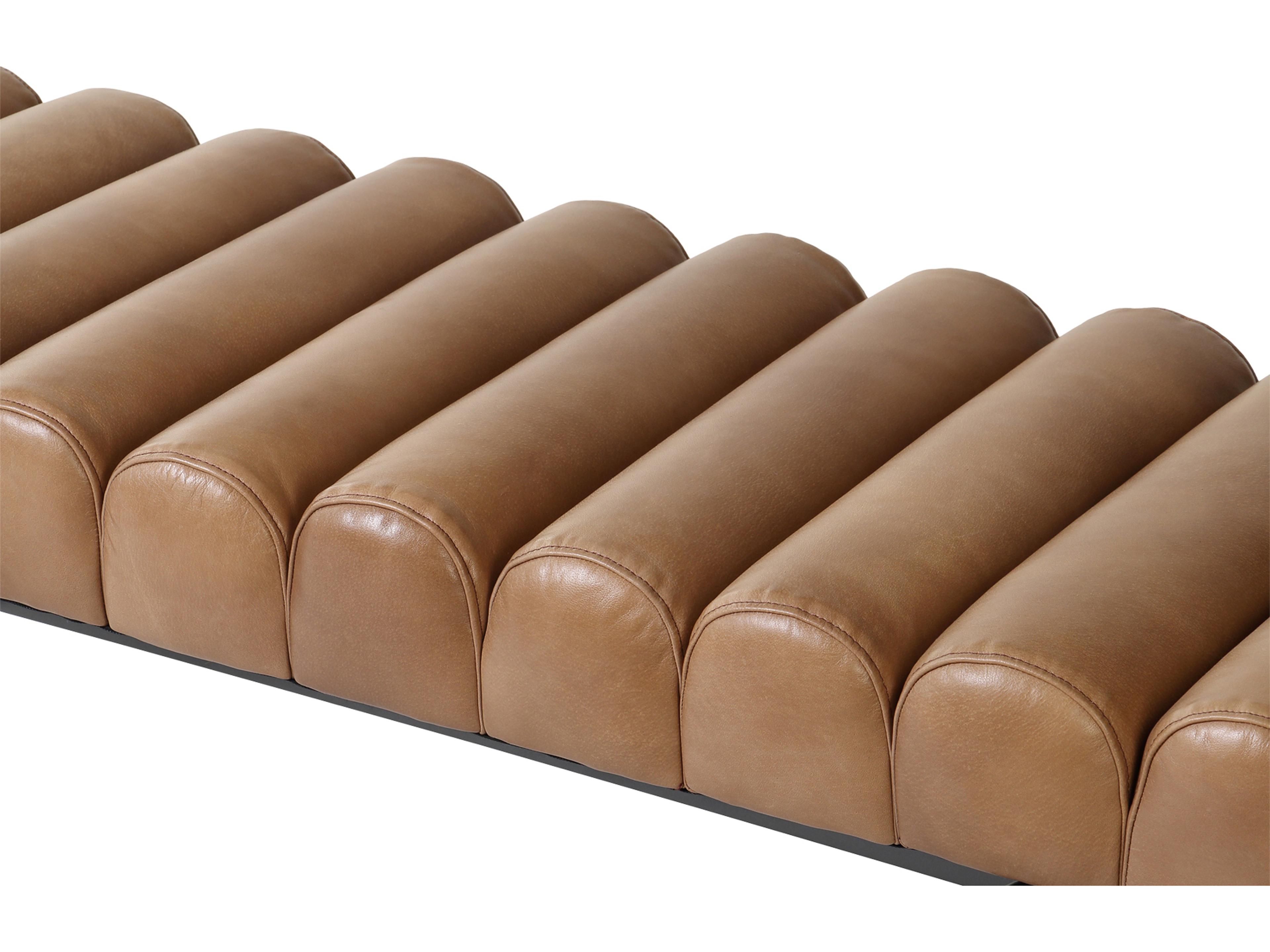 Moe's Home Harrison Tan Brown Leather Accent Bench