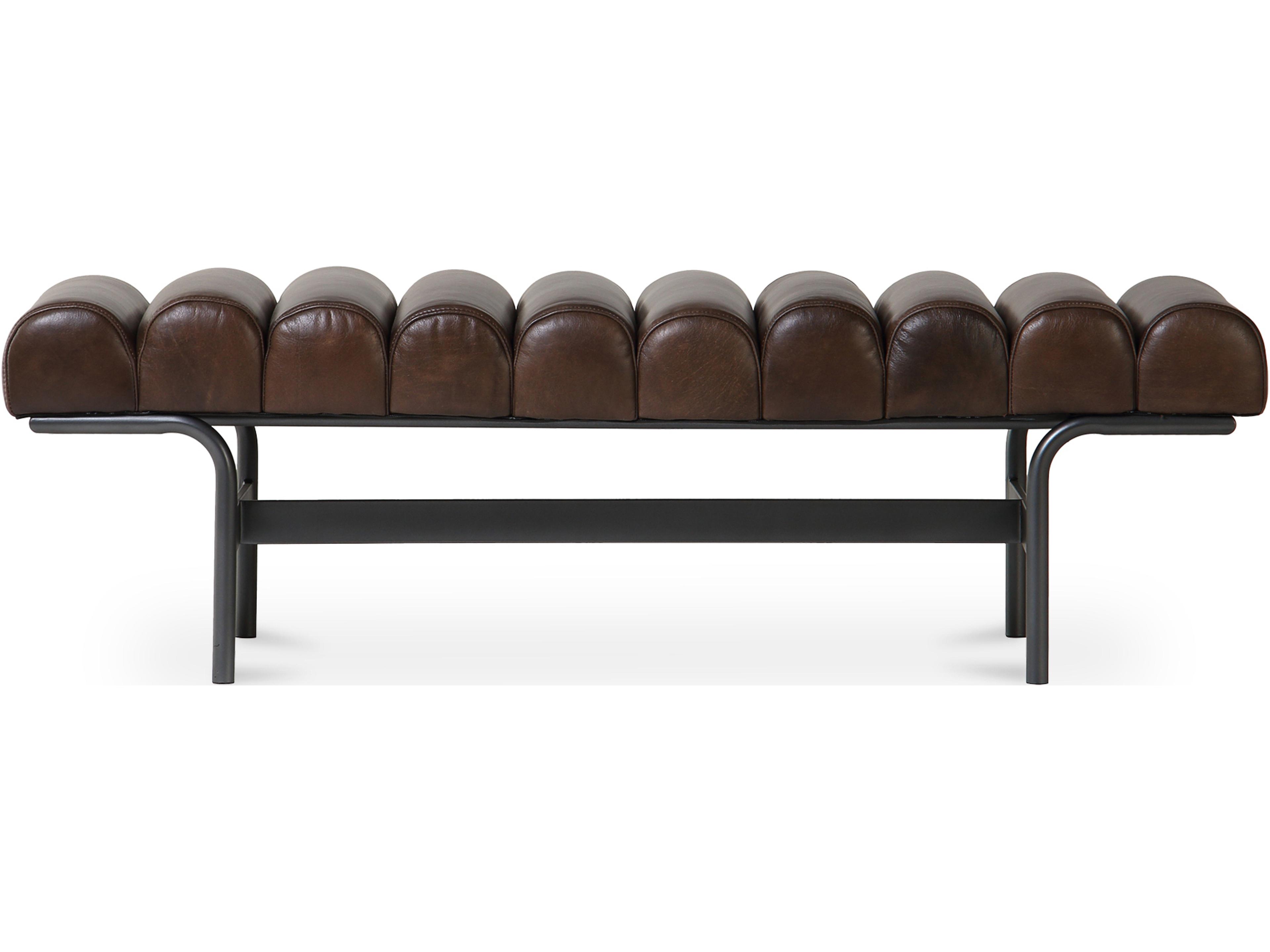 Harrison Dark Brown Leather Accent Bench