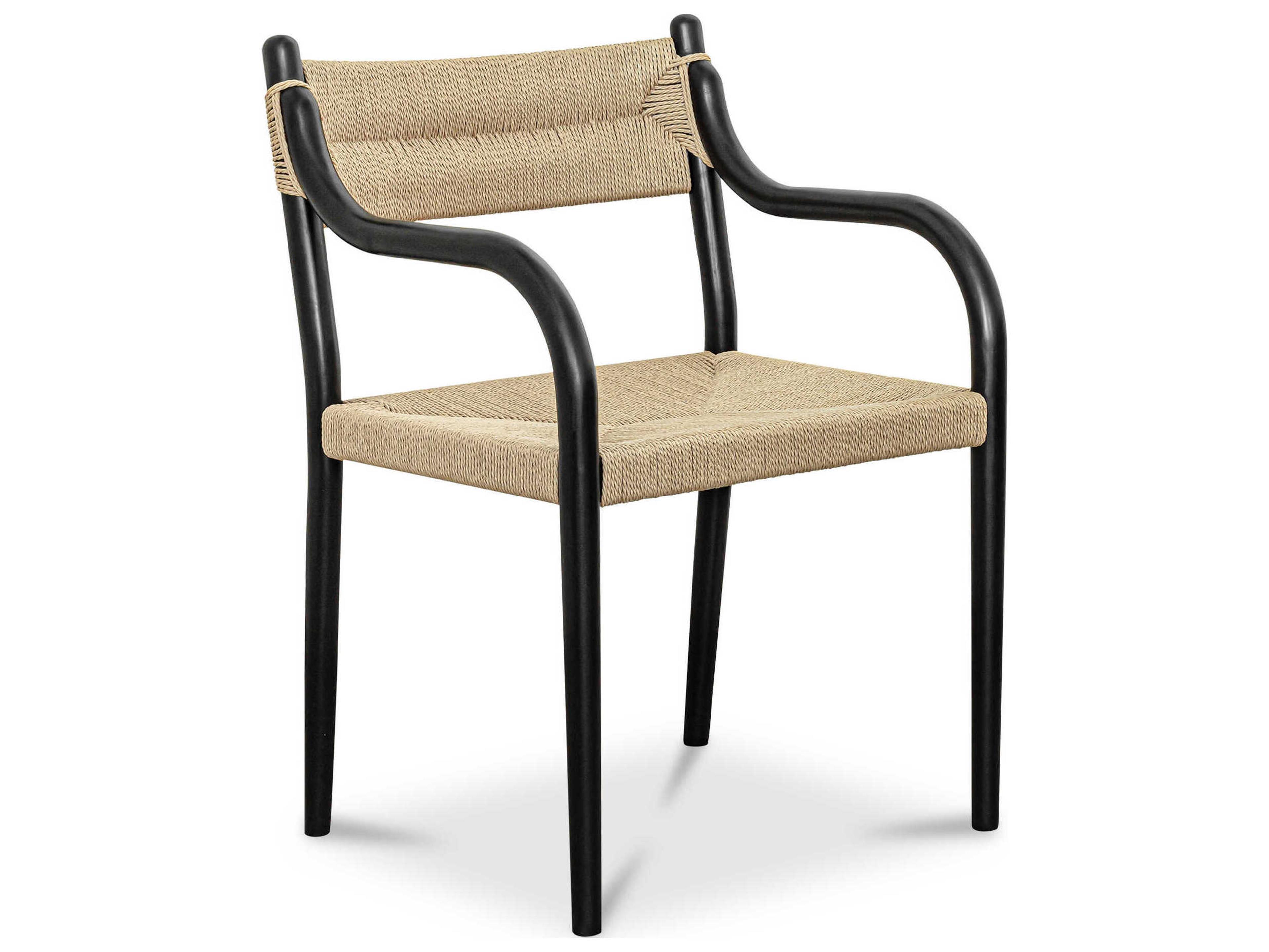 Kenny Beech Wood Black Arm Dining Chair