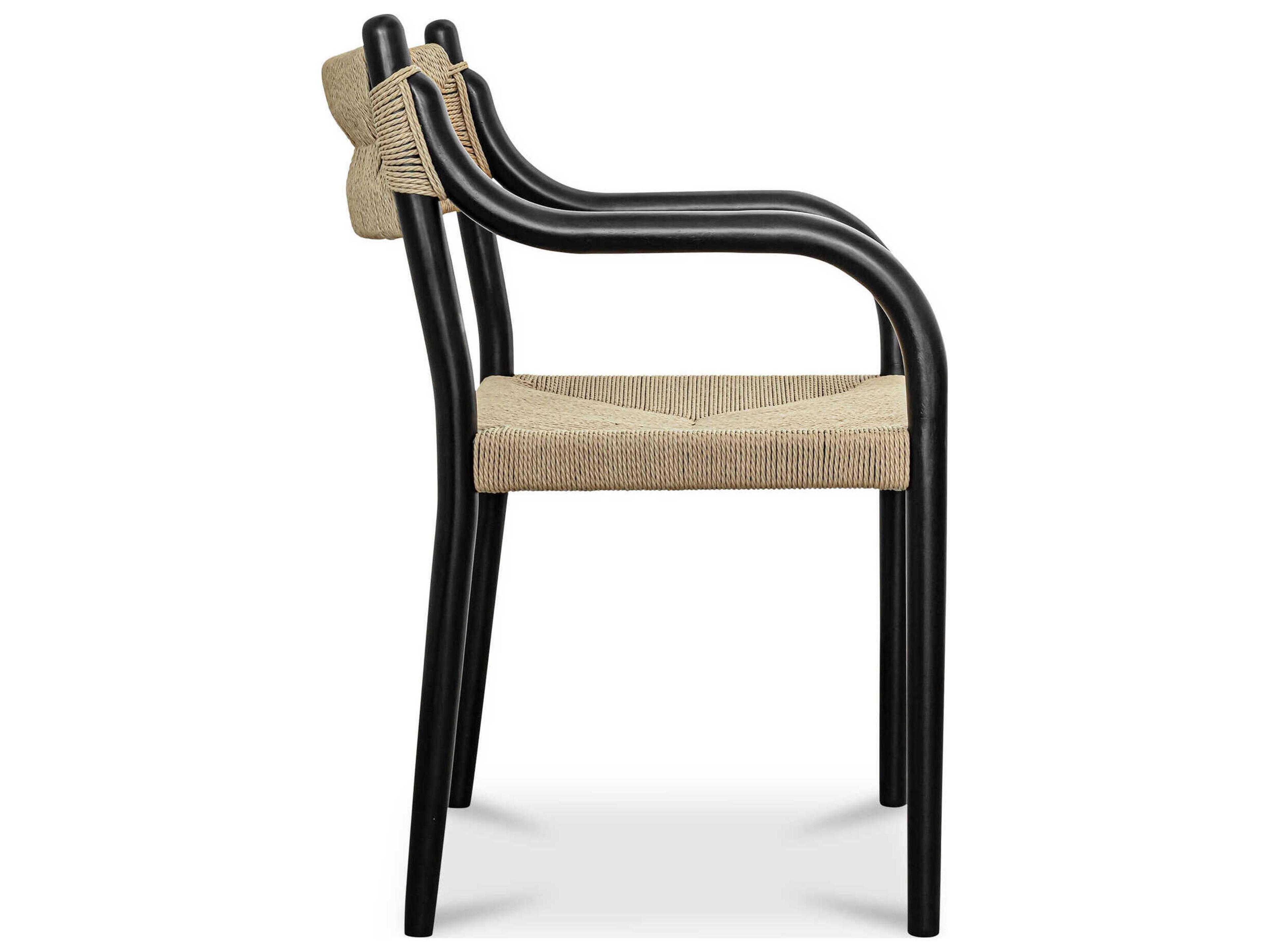 Moe's Home Kenny Beech Wood Black Arm Dining Chair