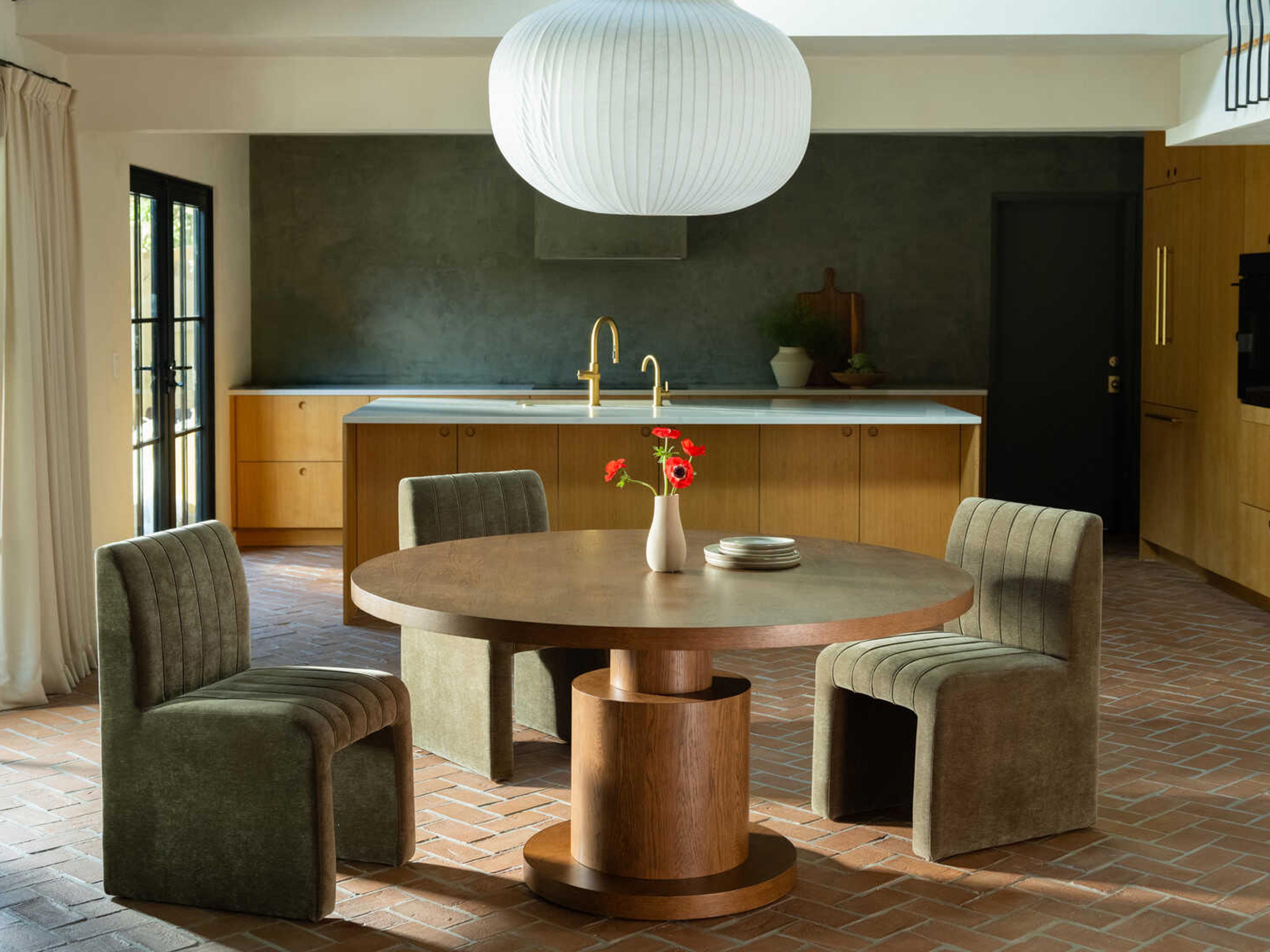 Moe's Home Clayton Round Wood Brown Dining Table