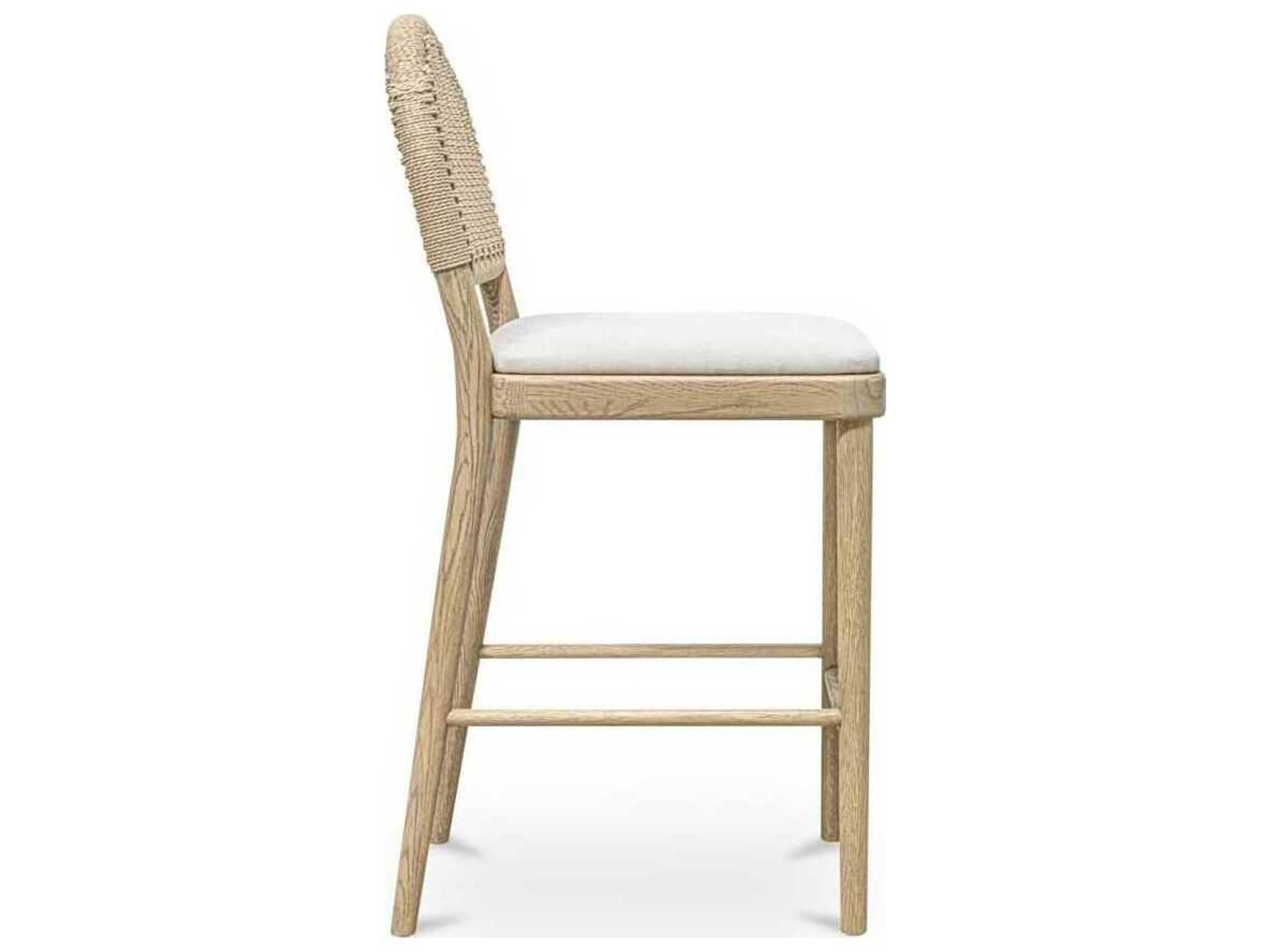 Moe's Home Claire Natural Upholstered Oak Wood Counter Stool