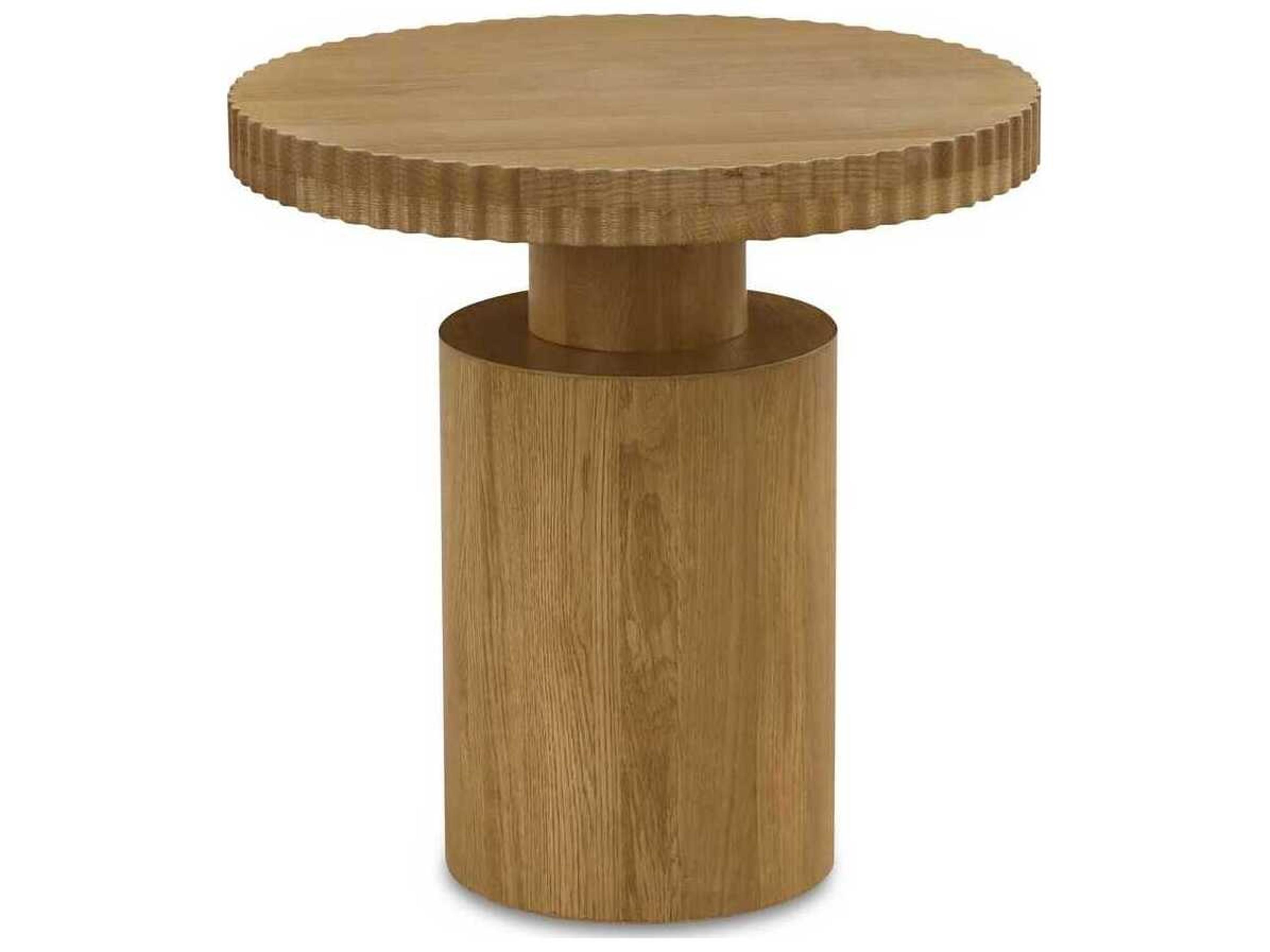 Leigh Round Wood Brown End Table
