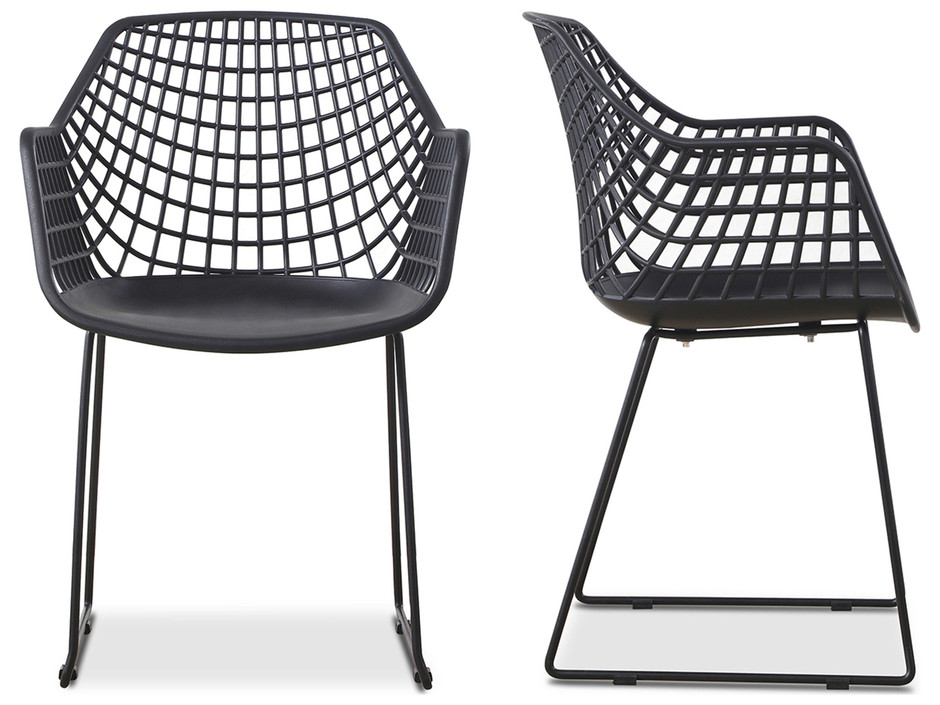 Moe's Home Black Upholstered Arm Dining Chair - Set of Two