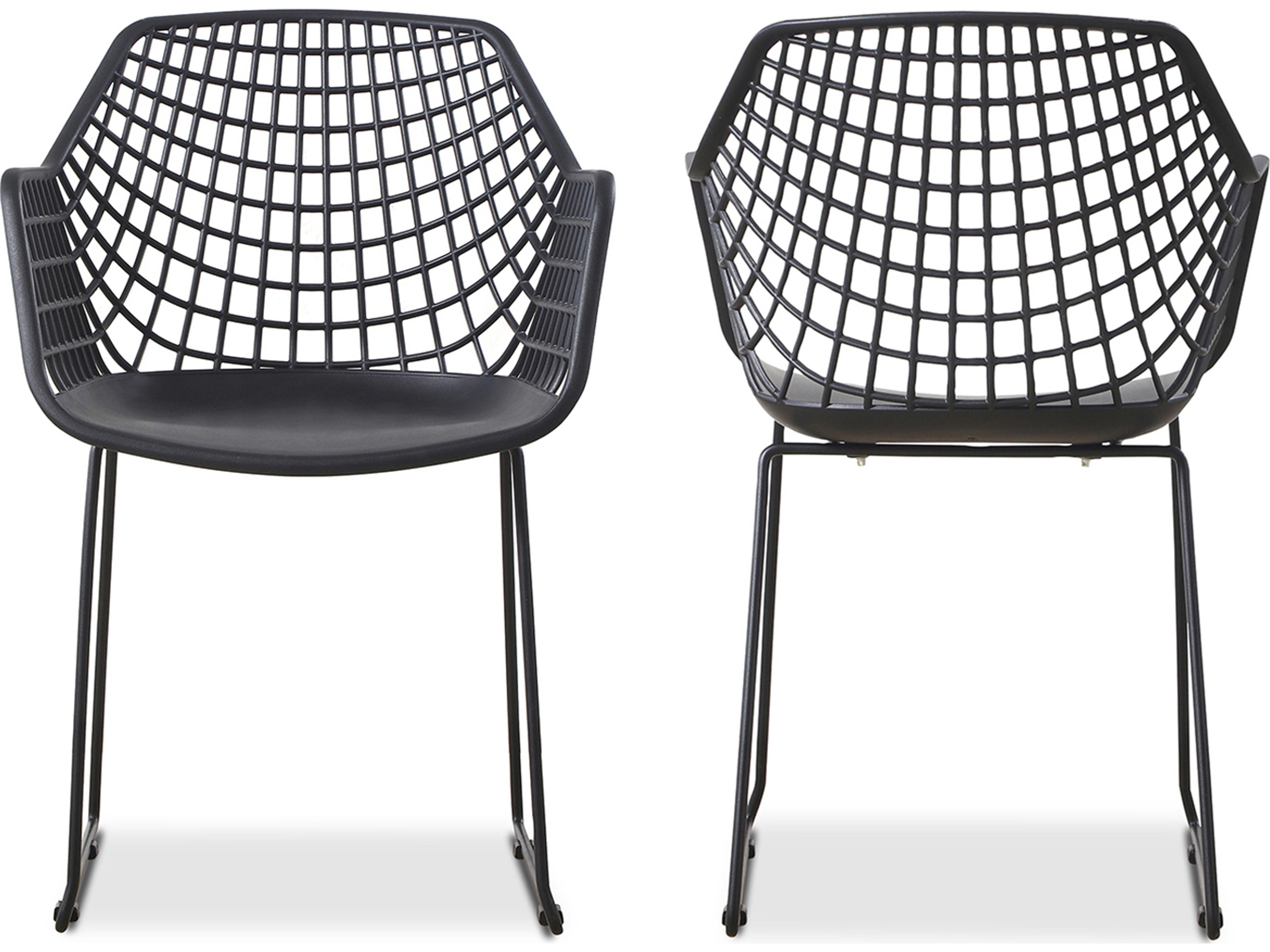 Moe's Home Black Upholstered Arm Dining Chair - Set of Two