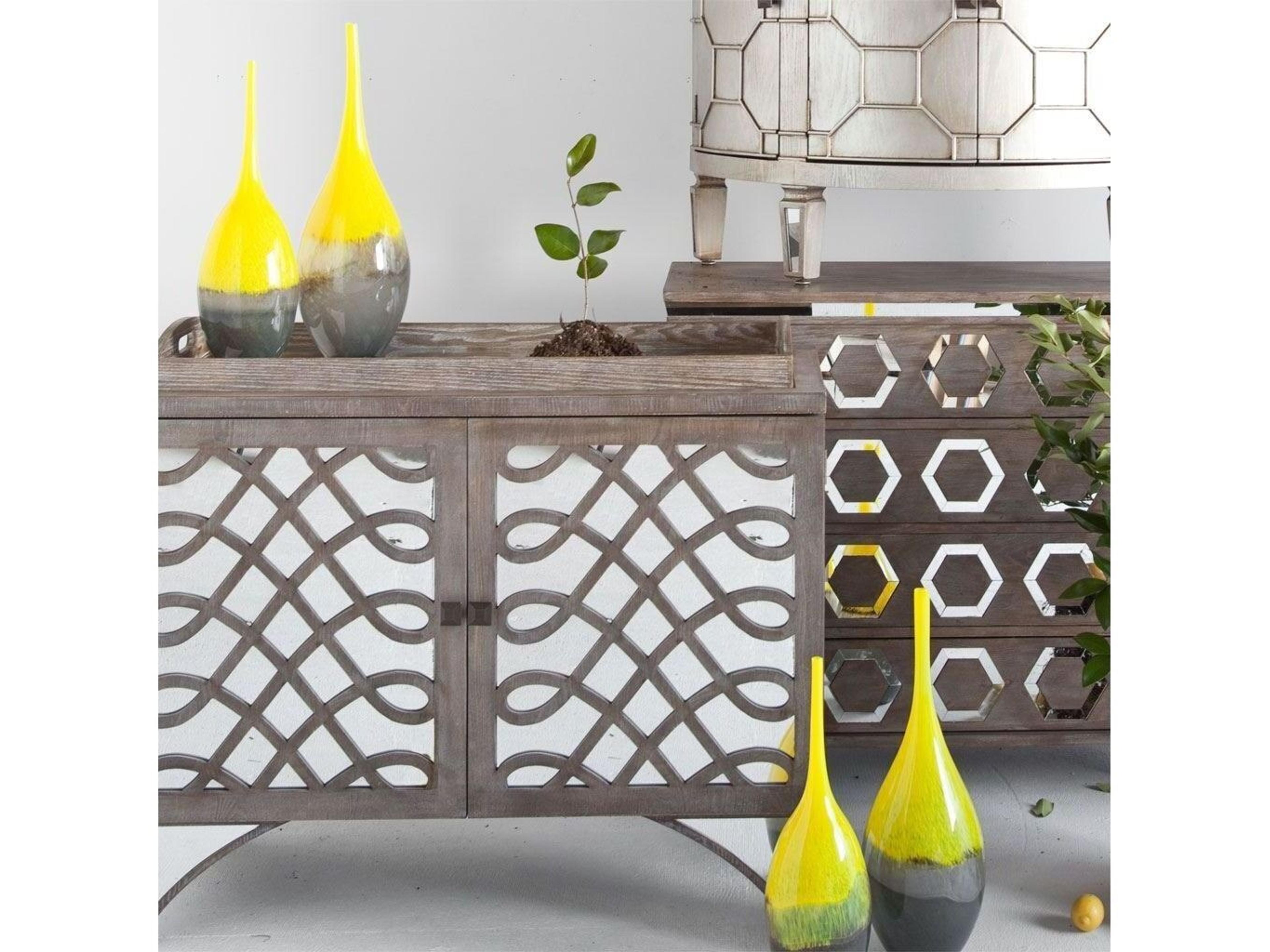 Mercana Jasse Large Yellow/Gray Ombre Glass Vase