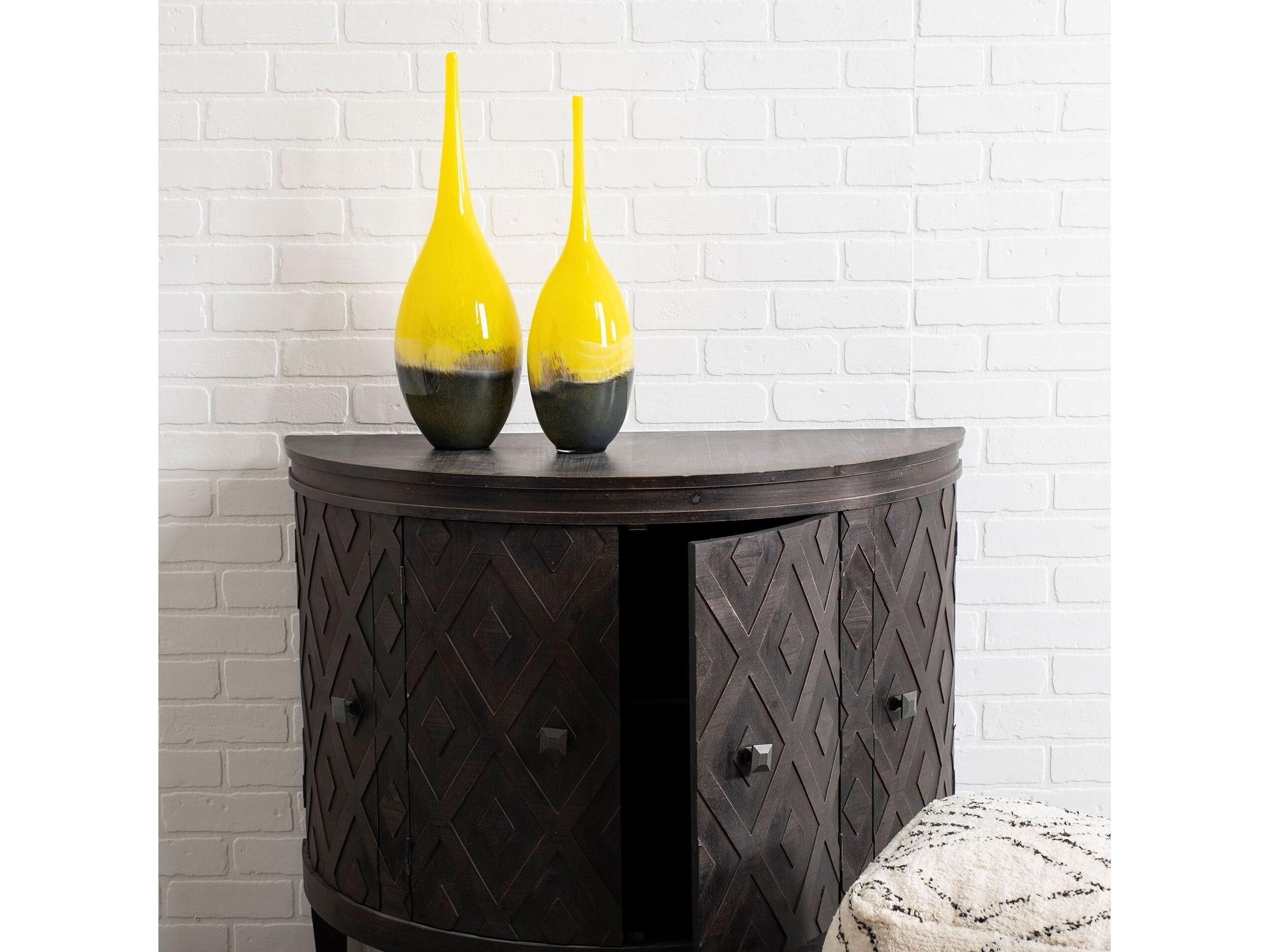 Mercana Jasse Large Yellow/Gray Ombre Glass Vase