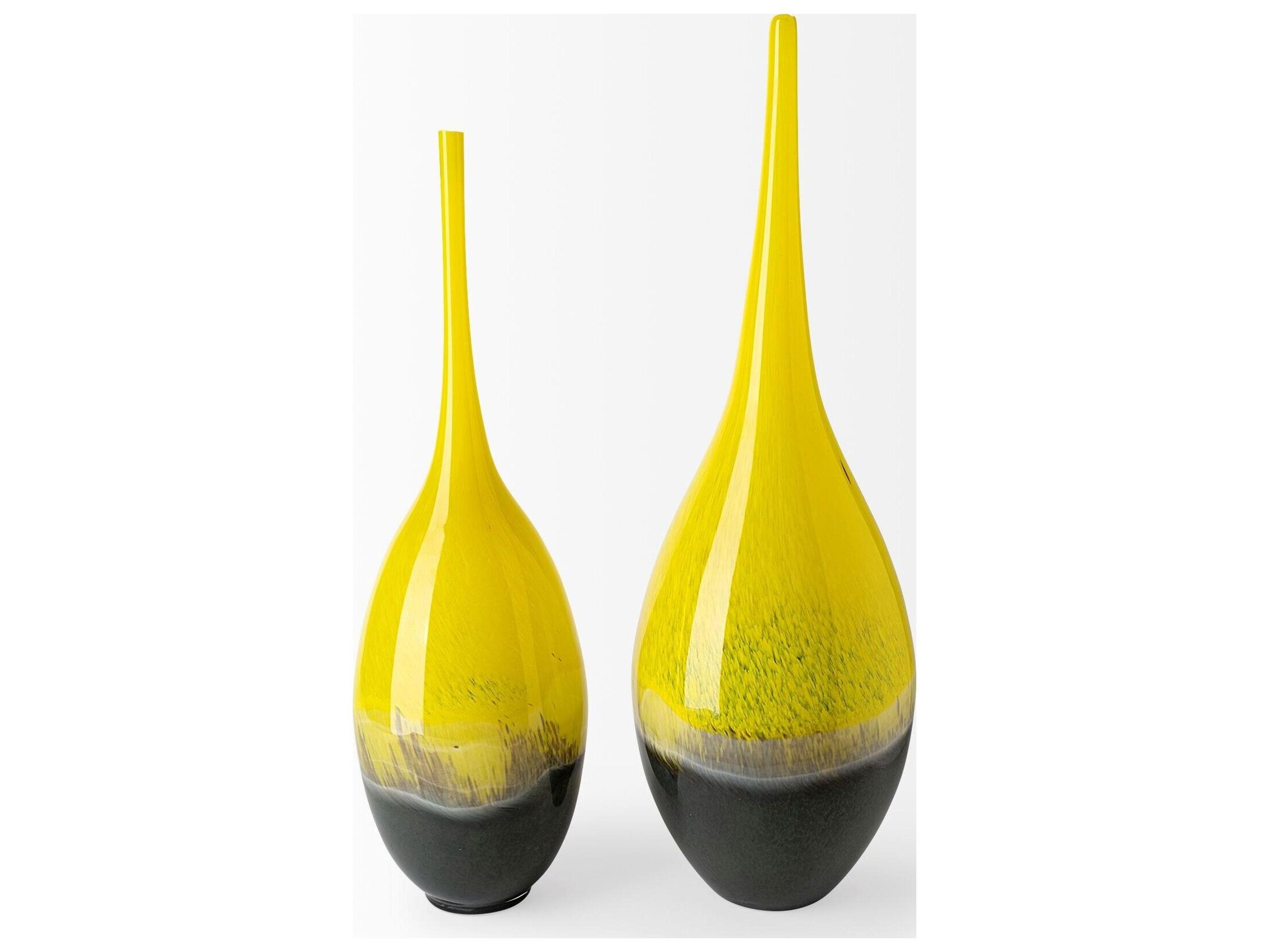 Mercana Jasse Large Yellow/Gray Ombre Glass Vase