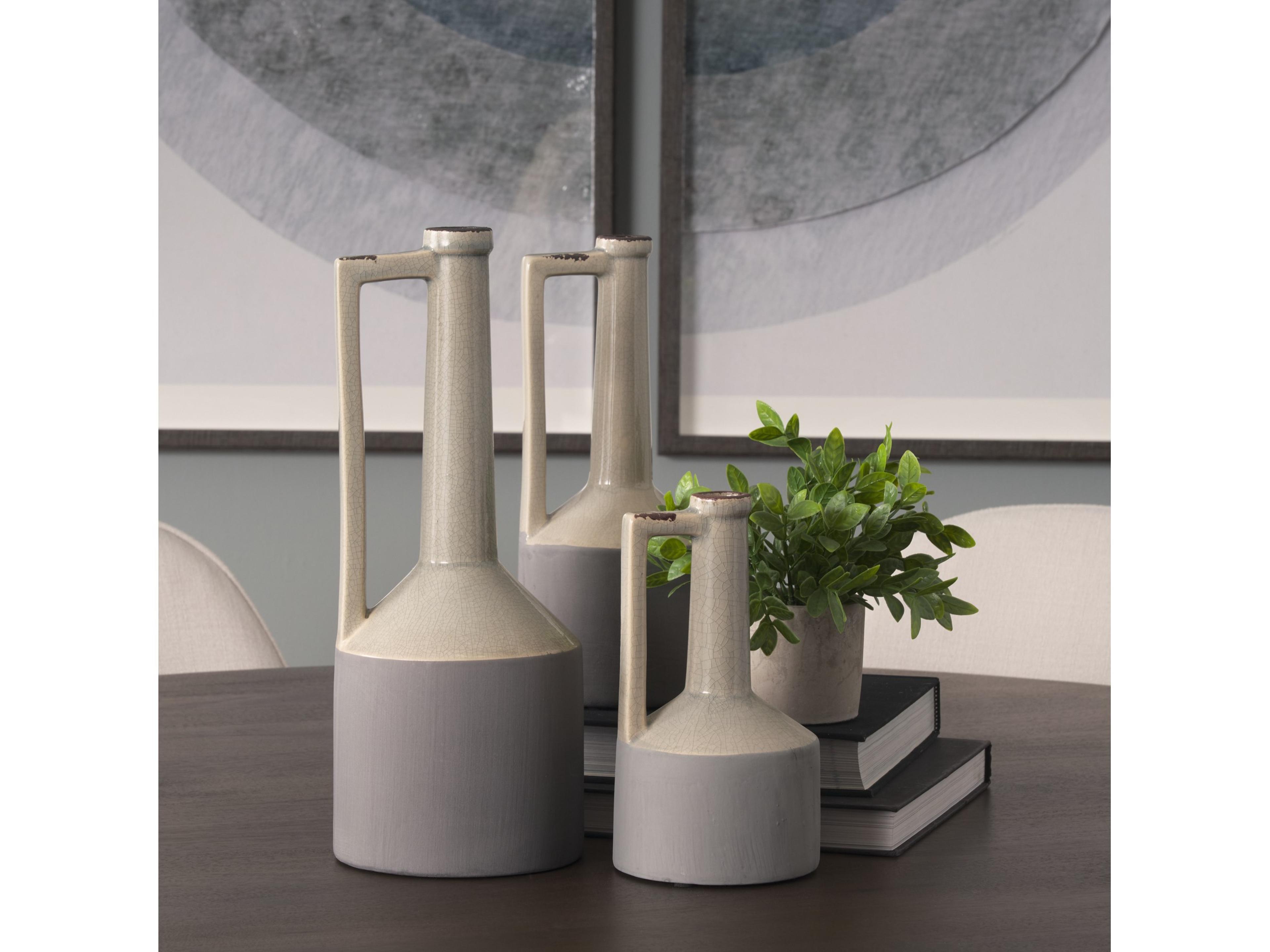 Mercana Burton 14.2H Medium Two Tone Gray Ceramic Jug Vase
