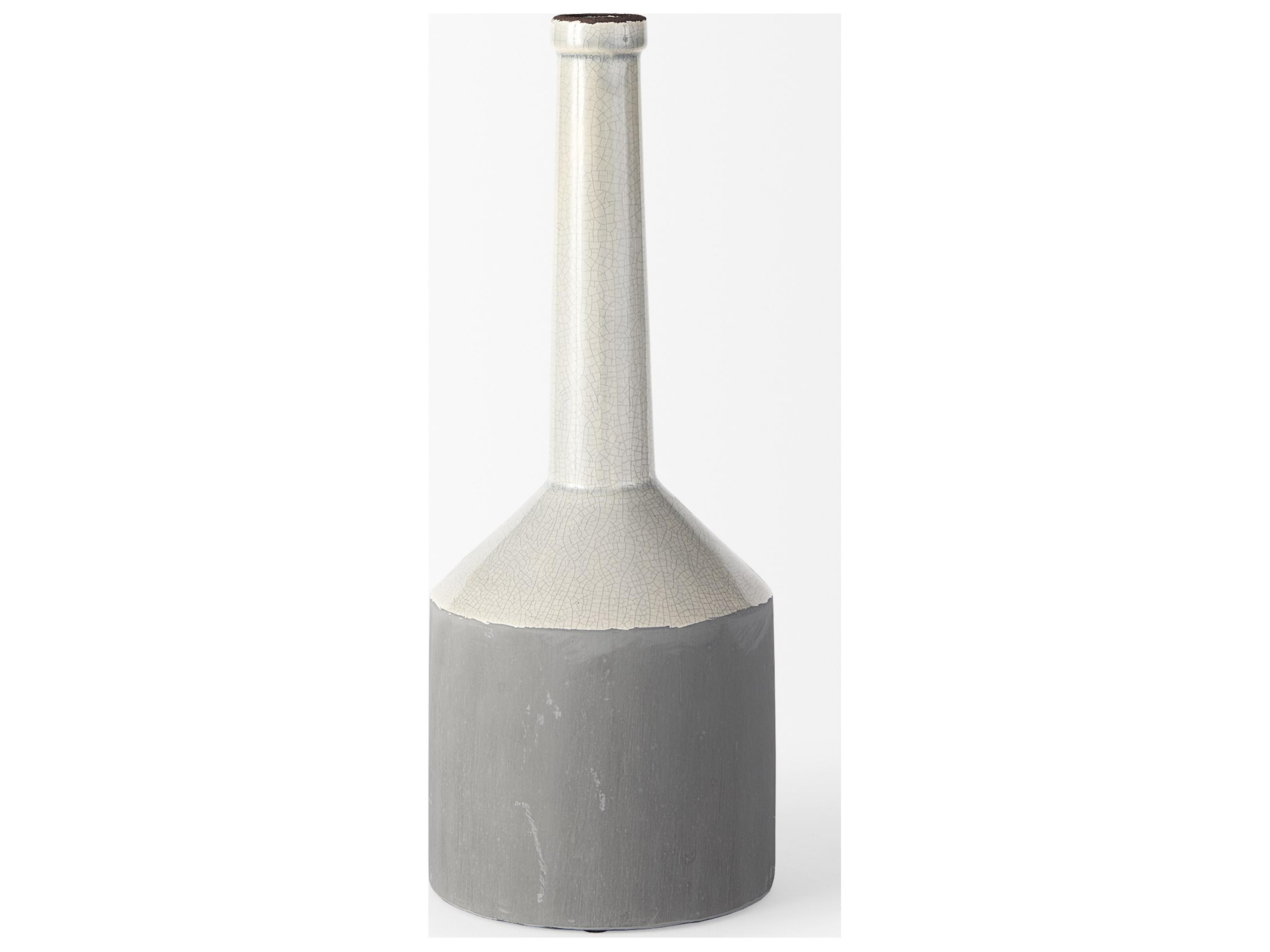 Mercana Burton 16.7H Large Two Tone Gray Ceramic Jug Vase