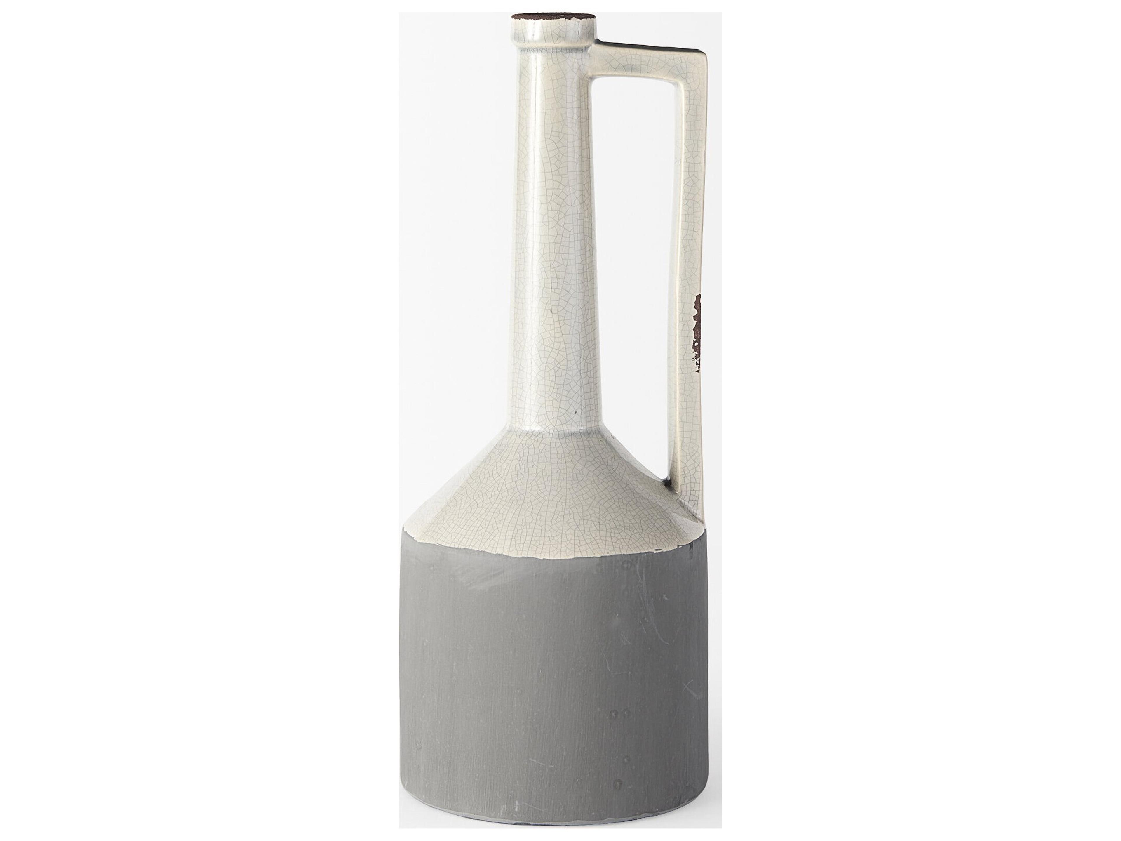 Mercana Burton 16.7H Large Two Tone Gray Ceramic Jug Vase