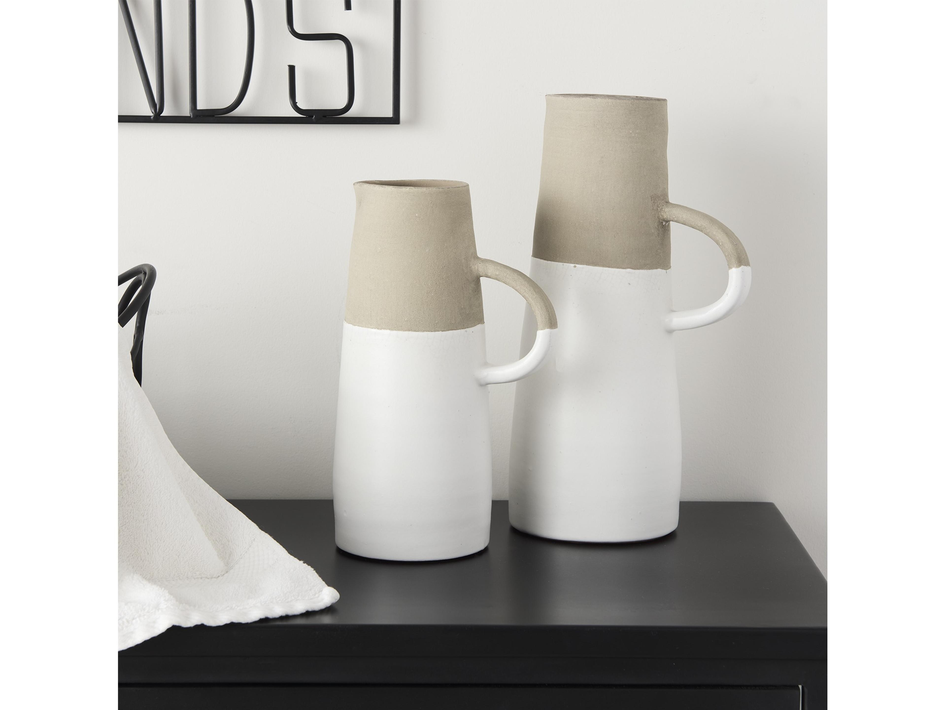 Mercana Garand Small 13H Two-Toned White Natural Ceramic Jug