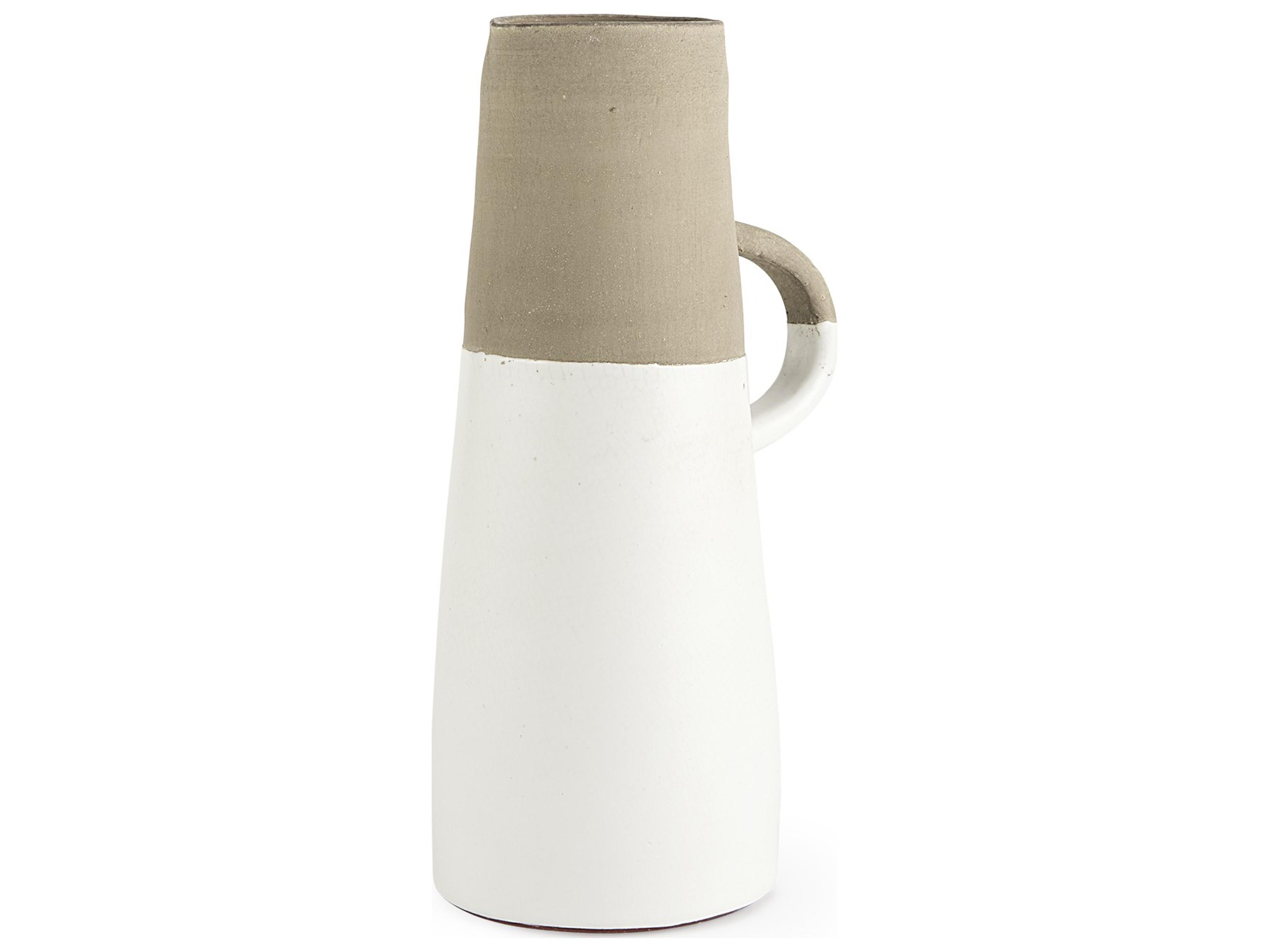 Garand Medium 15H Two-Toned White Natural Ceramic Jug