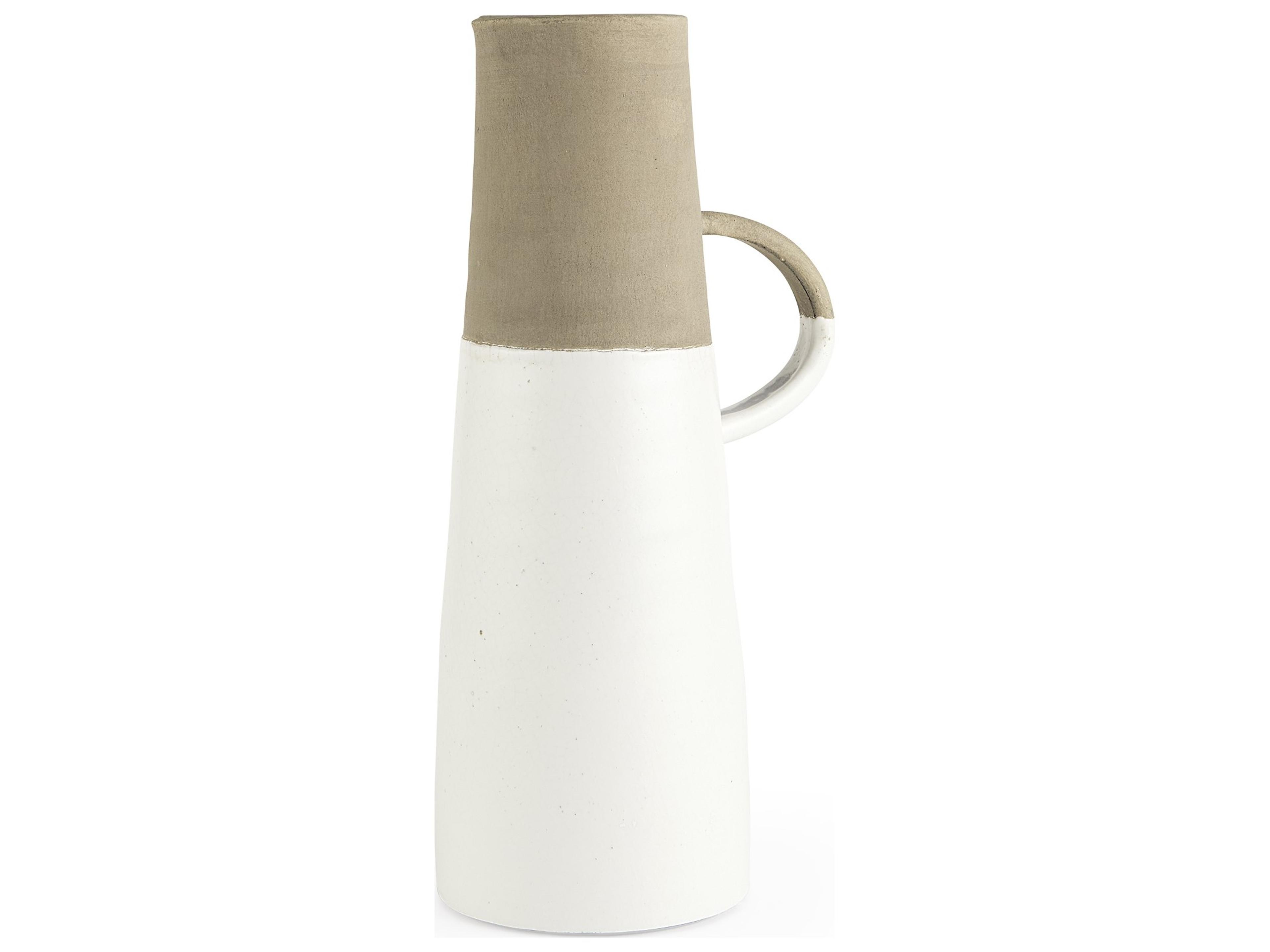 Garand Large 18.8H Two-Toned White Natural Ceramic Jug